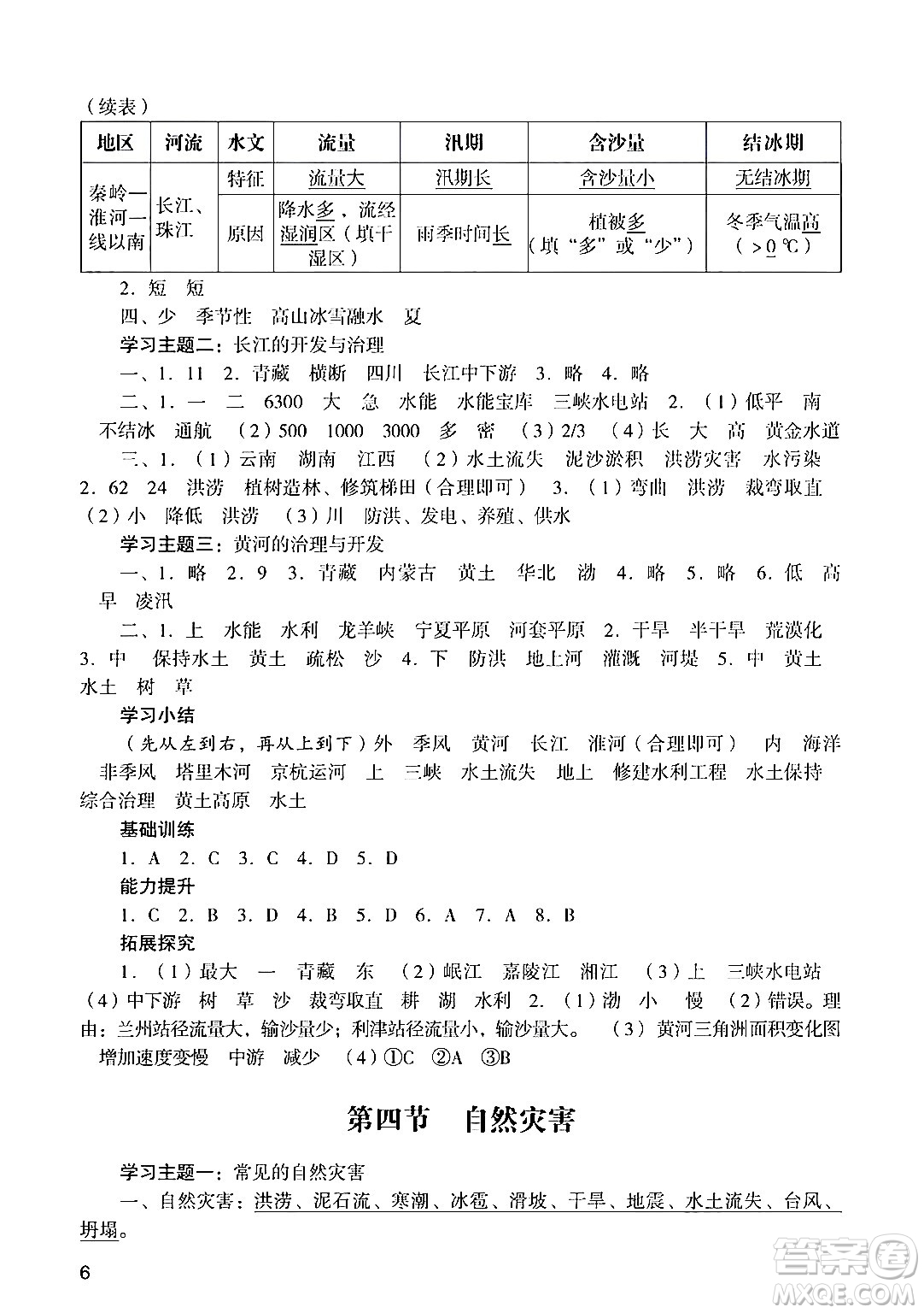 廣州出版社2024年秋陽光學業(yè)評價八年級地理上冊人教版答案
