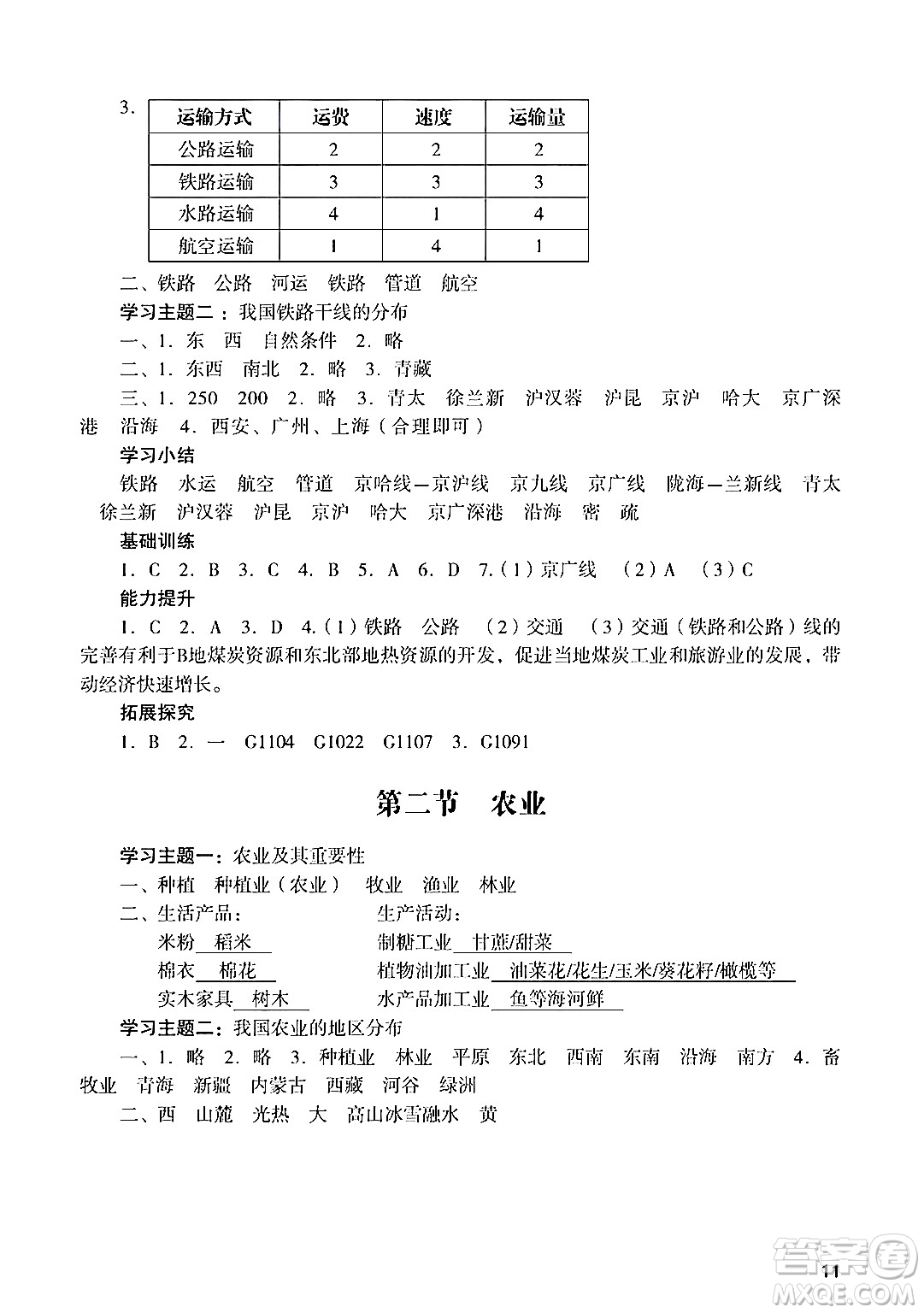 廣州出版社2024年秋陽光學業(yè)評價八年級地理上冊人教版答案
