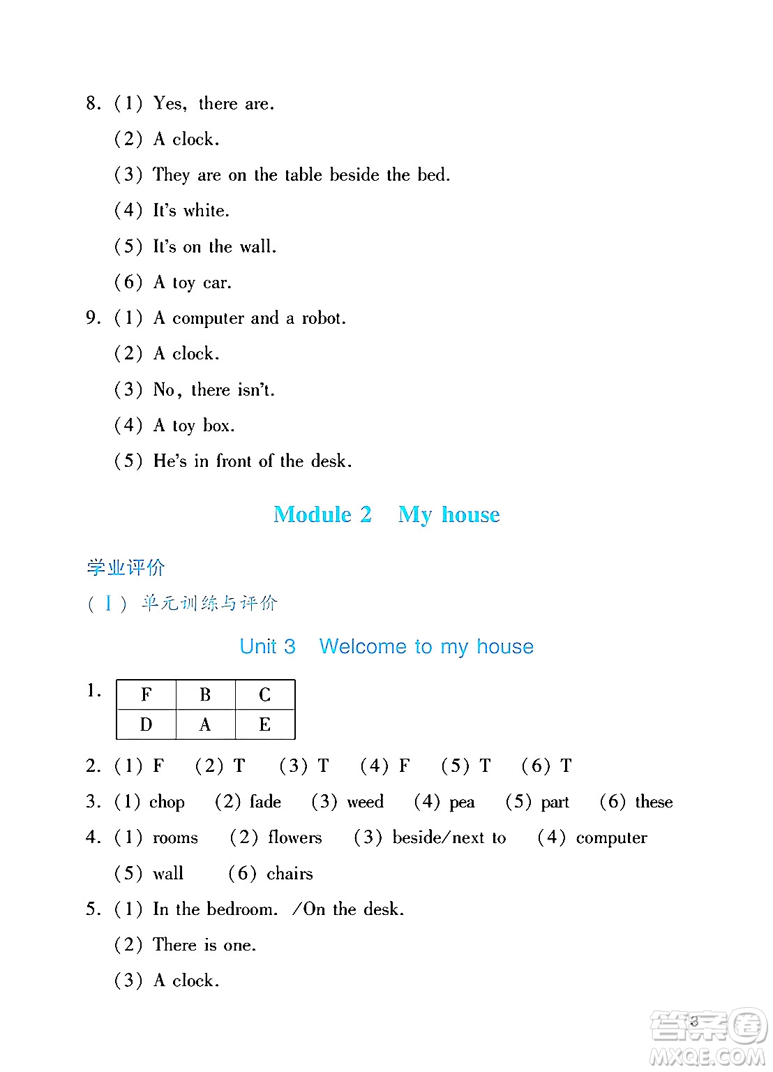 廣州出版社2024年秋陽(yáng)光學(xué)業(yè)評(píng)價(jià)四年級(jí)英語(yǔ)上冊(cè)教科版答案
