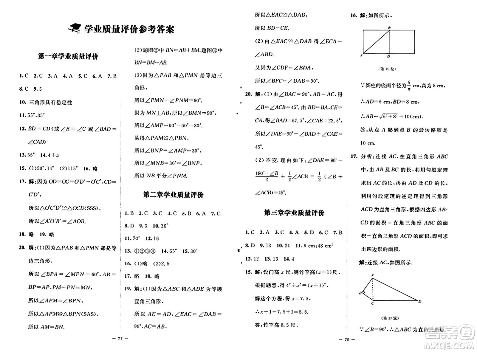 北京師范大學(xué)出版社2024秋初中同步練習(xí)冊七年級數(shù)學(xué)上冊魯教版五四制答案