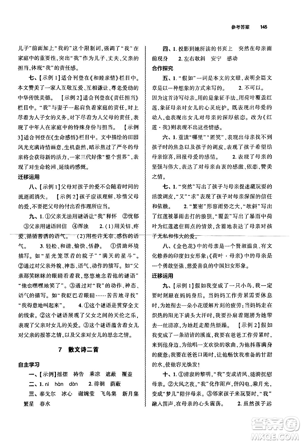 大象出版社2024秋初中同步練習(xí)冊(cè)七年級(jí)語文上冊(cè)人教版山東專版答案