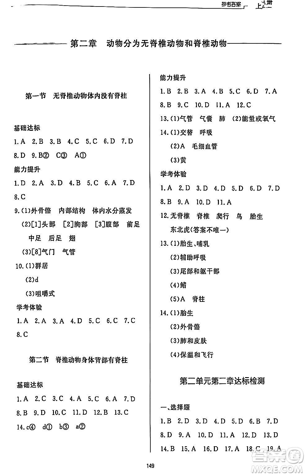 濟南出版社2024秋初中同步練習冊七年級生物上冊濟南版答案