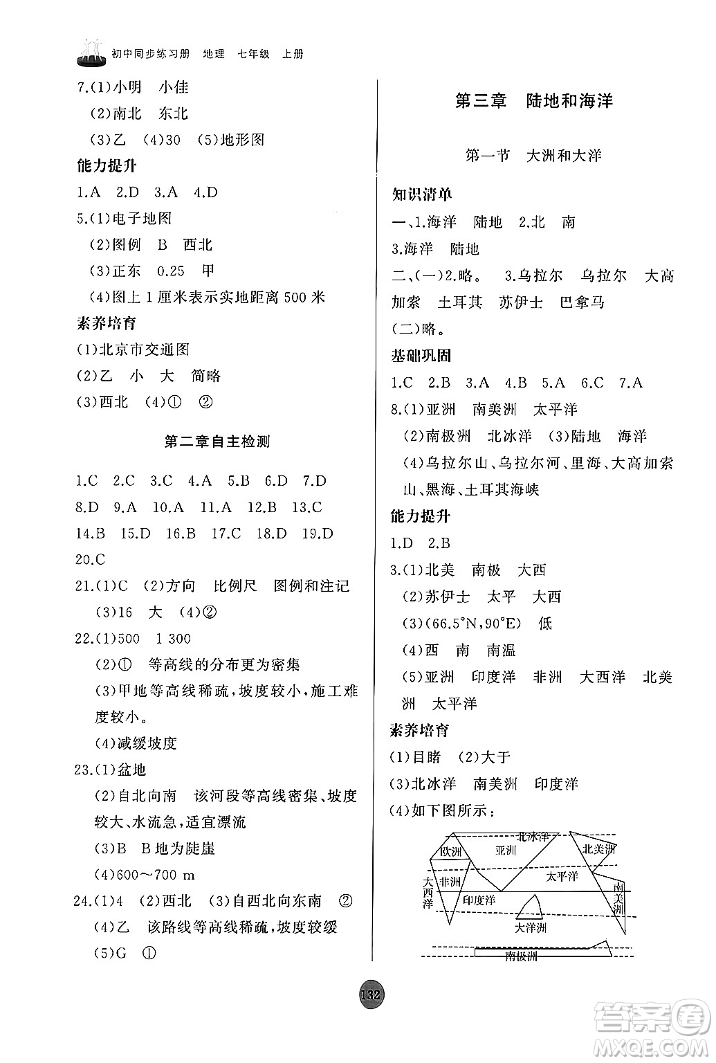 山東友誼出版社2024秋初中同步練習冊七年級地理上冊人教版山東專版答案