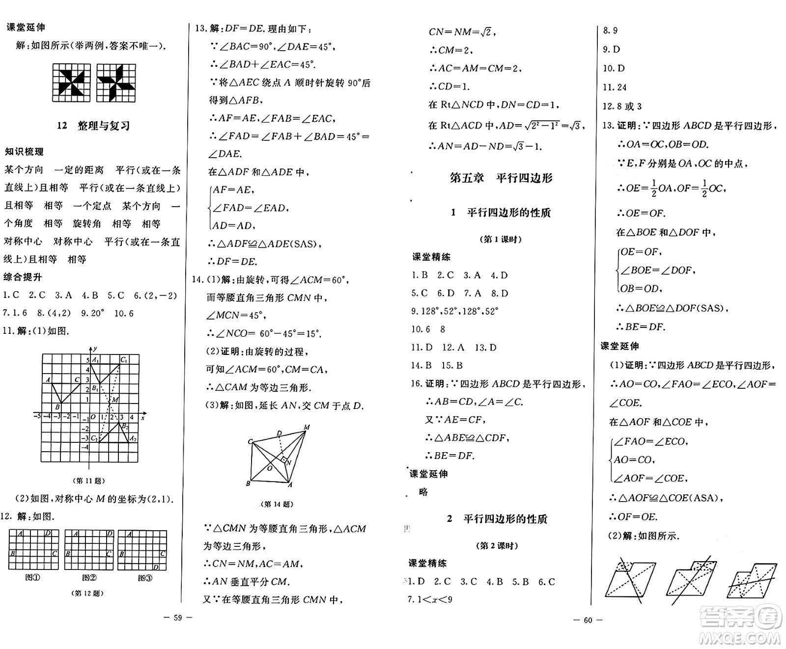 北京師范大學(xué)出版社2024秋初中同步練習(xí)冊八年級數(shù)學(xué)上冊魯教版五四制答案