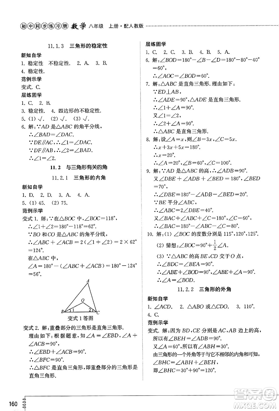 山東教育出版社2024秋初中同步練習(xí)冊八年級數(shù)學(xué)上冊人教版山東專版答案