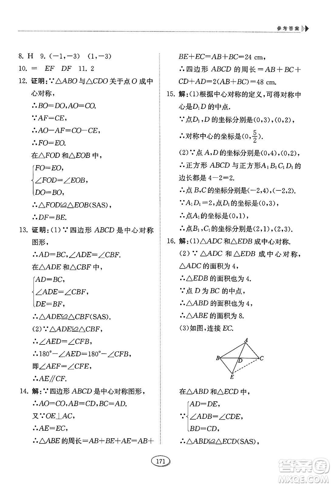 山東科學技術出版社2024秋初中同步練習冊八年級數(shù)學上冊魯教版五四制答案
