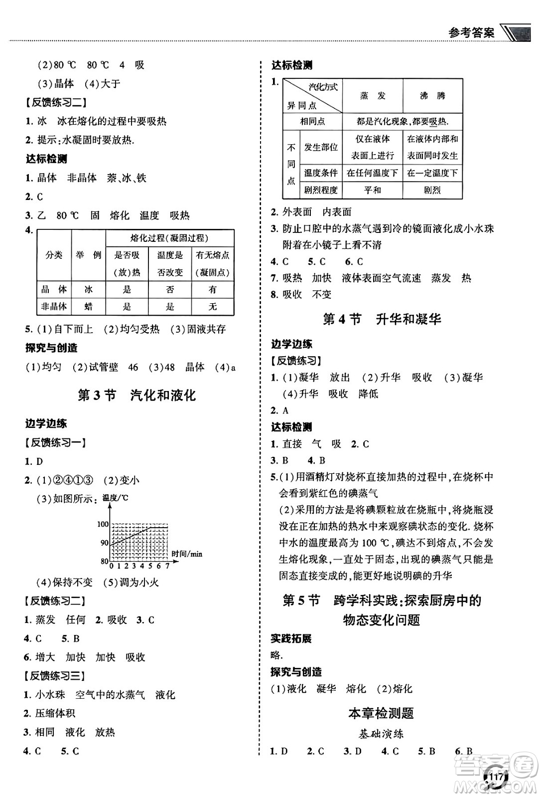 青島出版社2024秋初中同步練習(xí)冊(cè)八年級(jí)物理上冊(cè)人教版答案