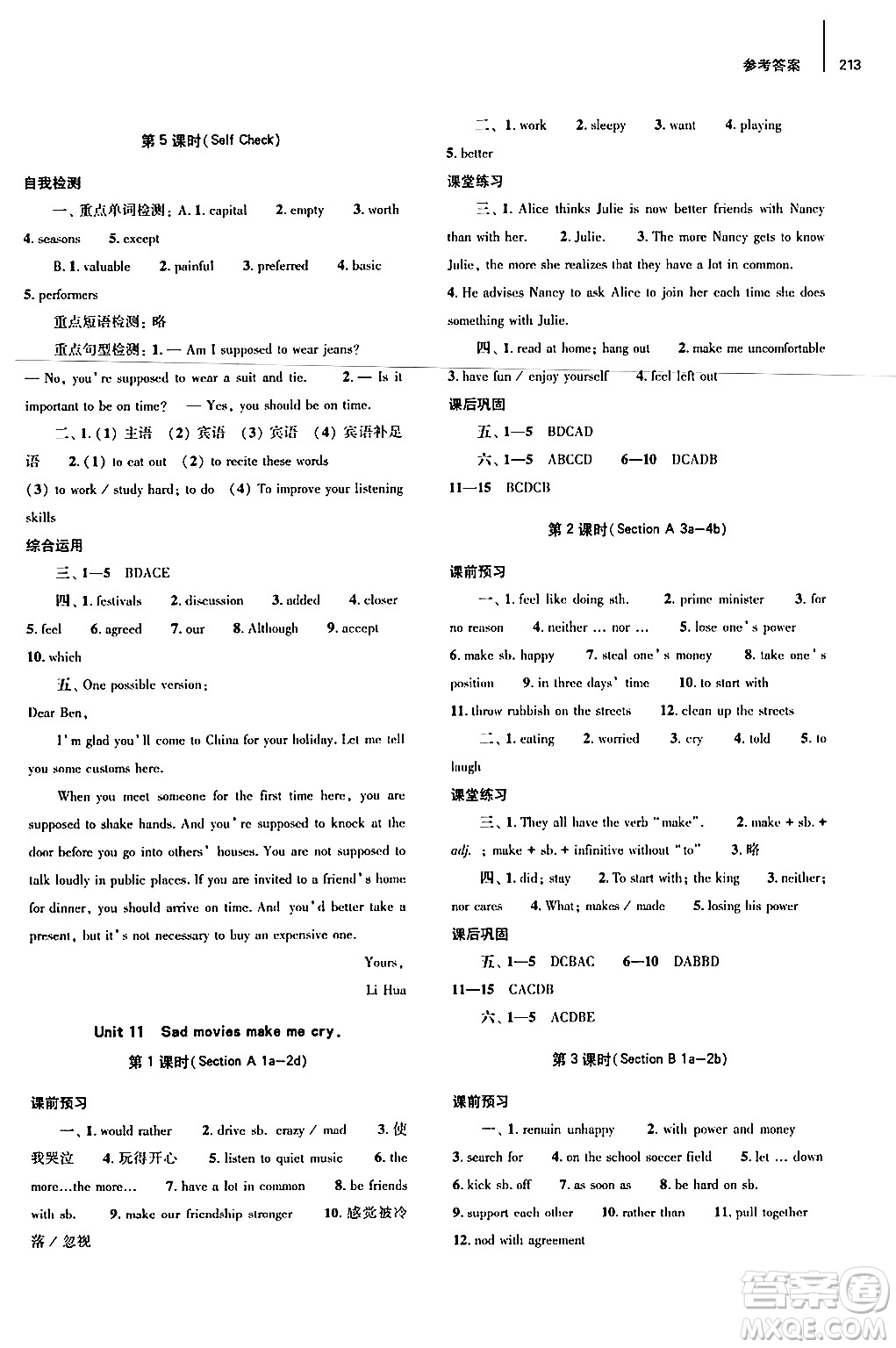 大象出版社2025秋初中同步練習(xí)冊(cè)九年級(jí)英語(yǔ)全一冊(cè)人教版山東專版答案