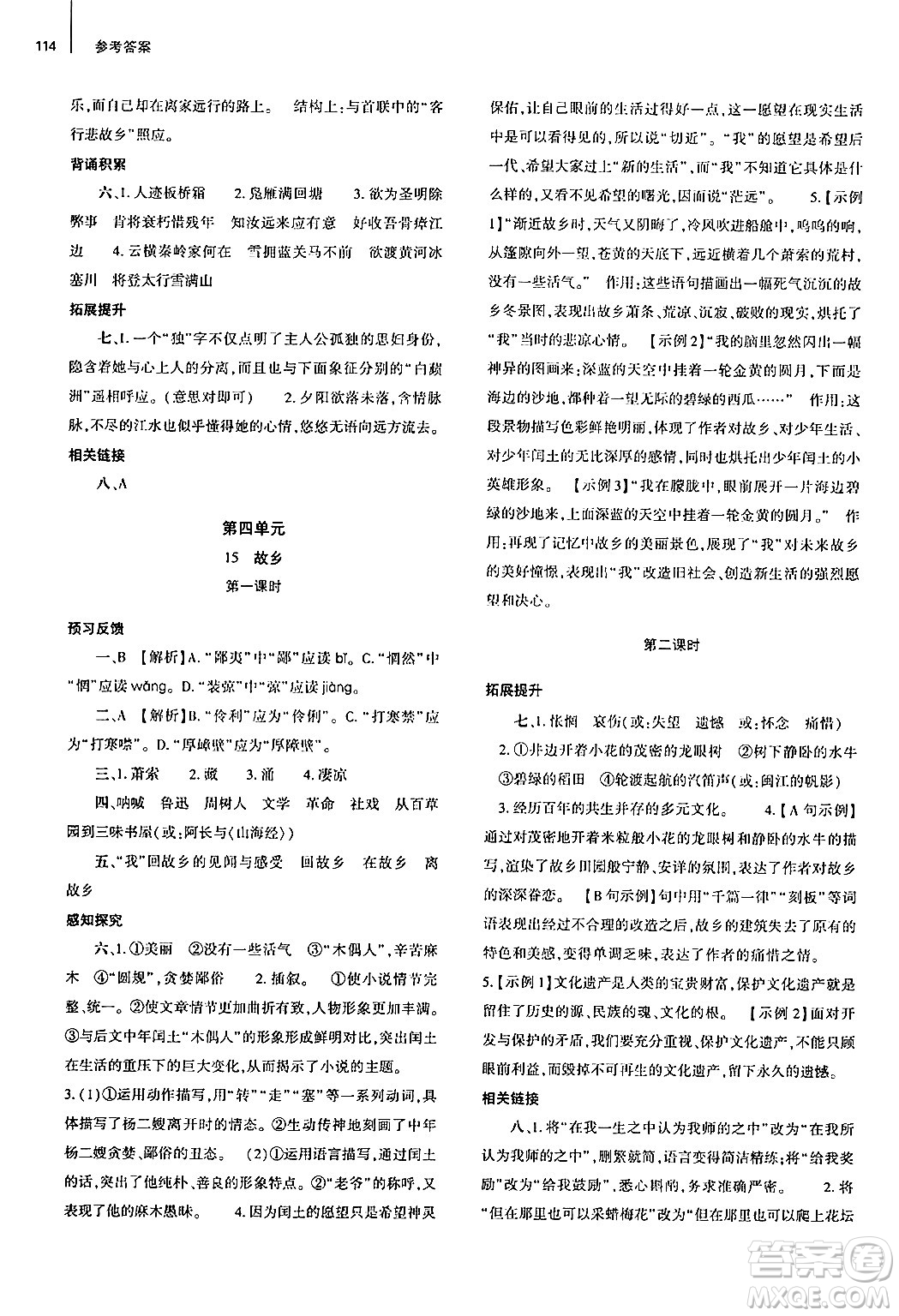 大象出版社2024秋初中同步練習(xí)冊(cè)九年級(jí)語(yǔ)文上冊(cè)人教版山東專版答案