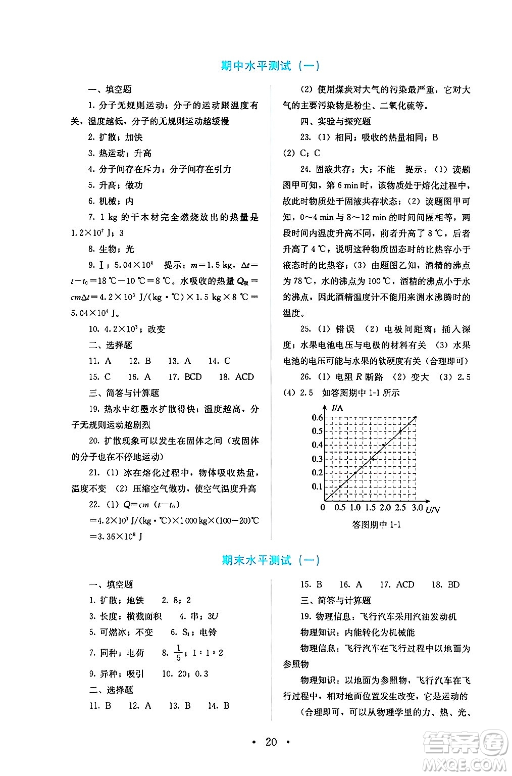 人民教育出版社2024年秋人教金學(xué)典同步練習(xí)冊同步解析與測評九年級物理上冊人教版答案