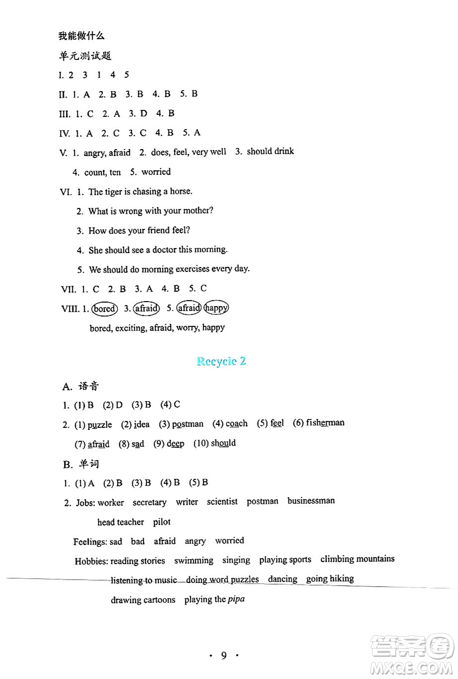 人民教育出版社2024年秋人教金學(xué)典同步練習(xí)冊(cè)同步解析與測評(píng)六年級(jí)英語上冊(cè)人教PEP版三起點(diǎn)答案