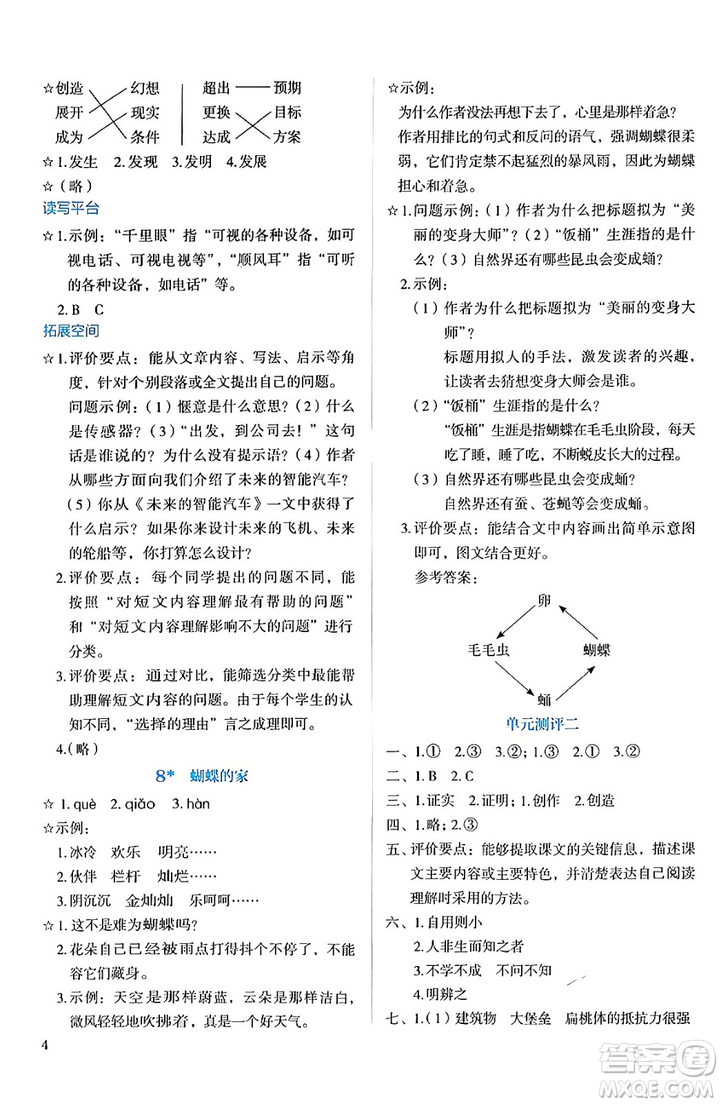 人民教育出版社2024年秋人教金學(xué)典同步練習(xí)冊(cè)同步解析與測(cè)評(píng)四年級(jí)語文上冊(cè)人教版答案