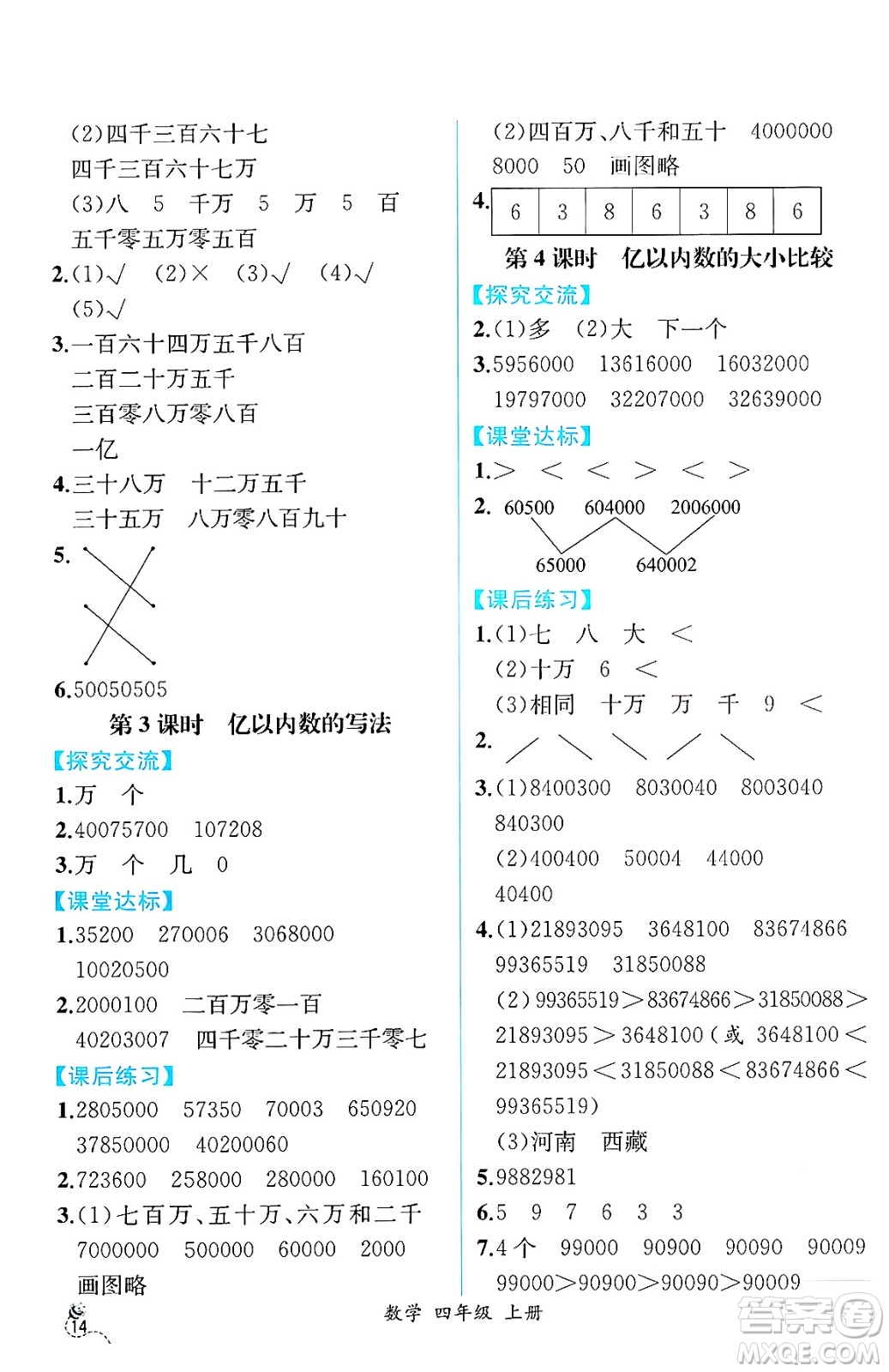 人民教育出版社2024年秋人教金學(xué)典同步練習(xí)冊(cè)同步解析與測(cè)評(píng)四年級(jí)數(shù)學(xué)上冊(cè)人教版云南專(zhuān)版答案