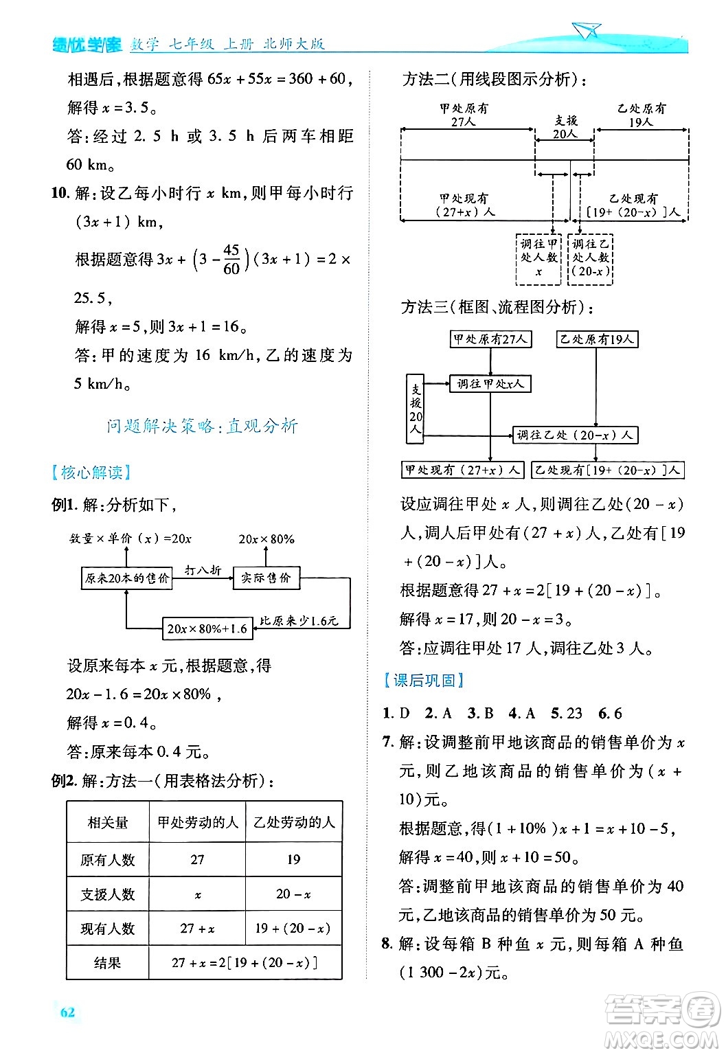 陜西師范大學(xué)出版總社有限公司2024年秋績優(yōu)學(xué)案七年級數(shù)學(xué)上冊北師大版答案