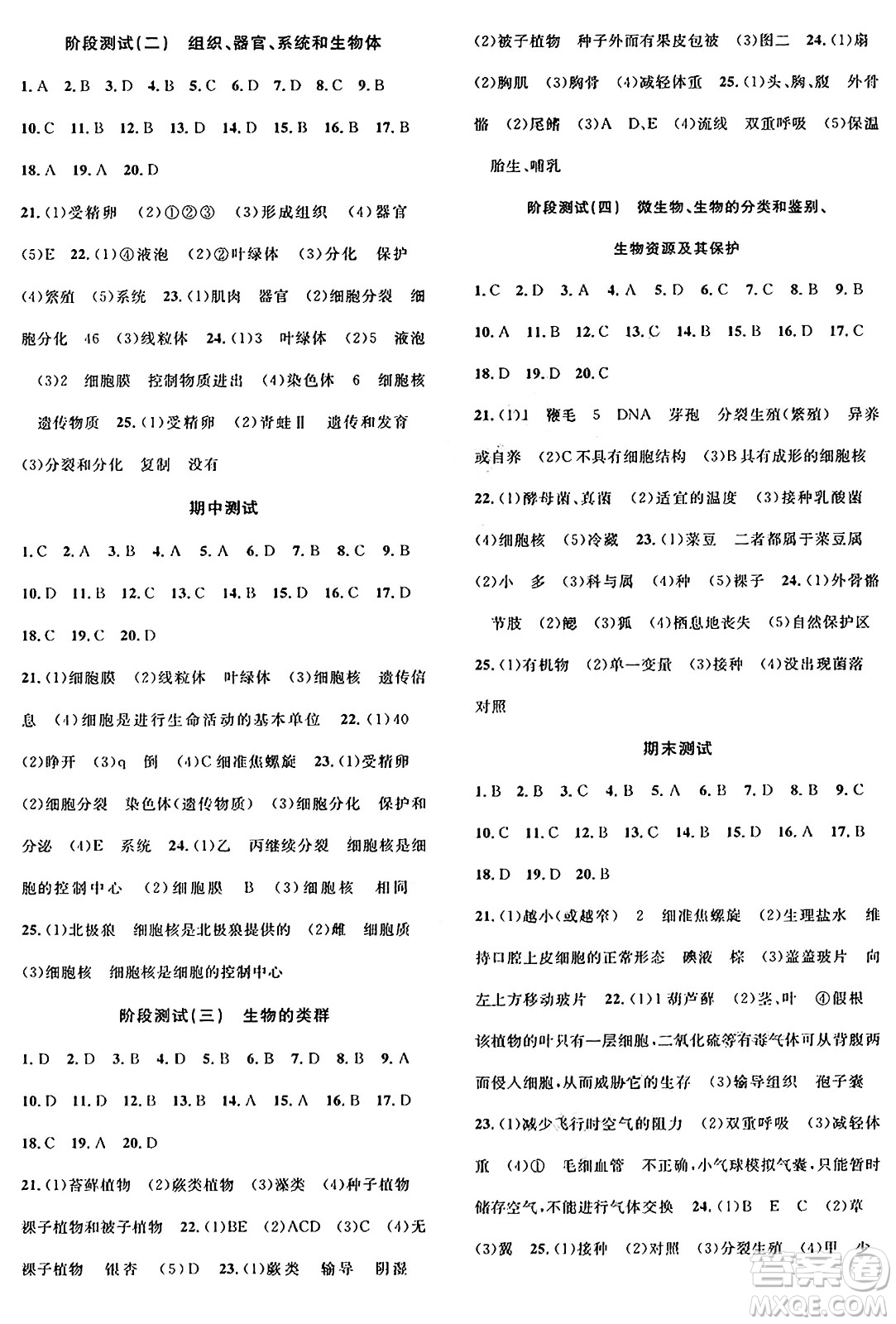 廣東經(jīng)濟(jì)出版社2024年秋名校課堂七年級(jí)生物上冊(cè)冀少版答案