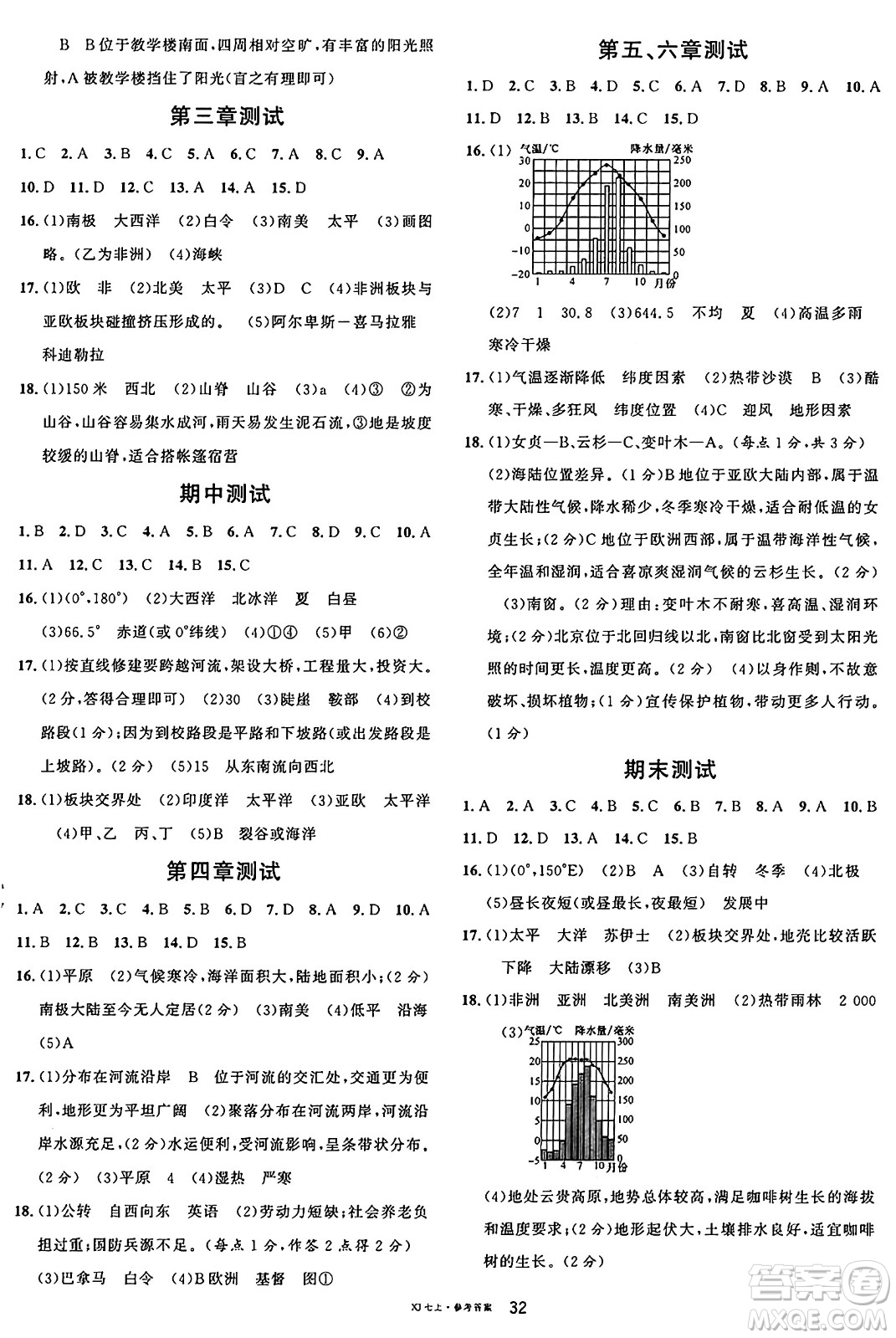 安徽師范大學(xué)出版社2024年秋名校課堂七年級(jí)地理上冊(cè)湘教版福建專(zhuān)版答案