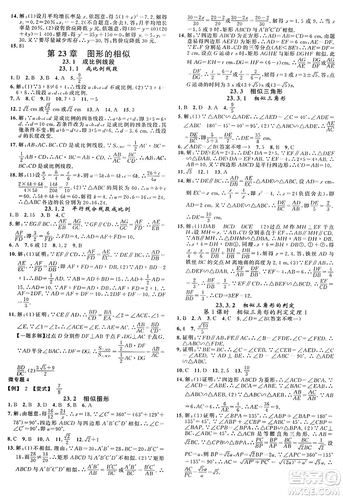 廣東經(jīng)濟(jì)出版社2024年秋名校課堂九年級(jí)數(shù)學(xué)上冊(cè)華師版答案