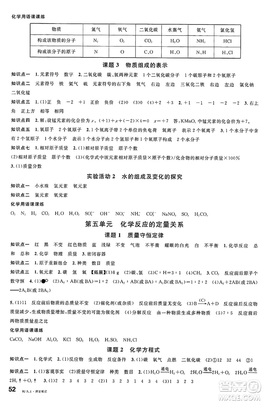 開(kāi)明出版社2024年秋名校課堂九年級(jí)化學(xué)上冊(cè)人教版河南專(zhuān)版答案