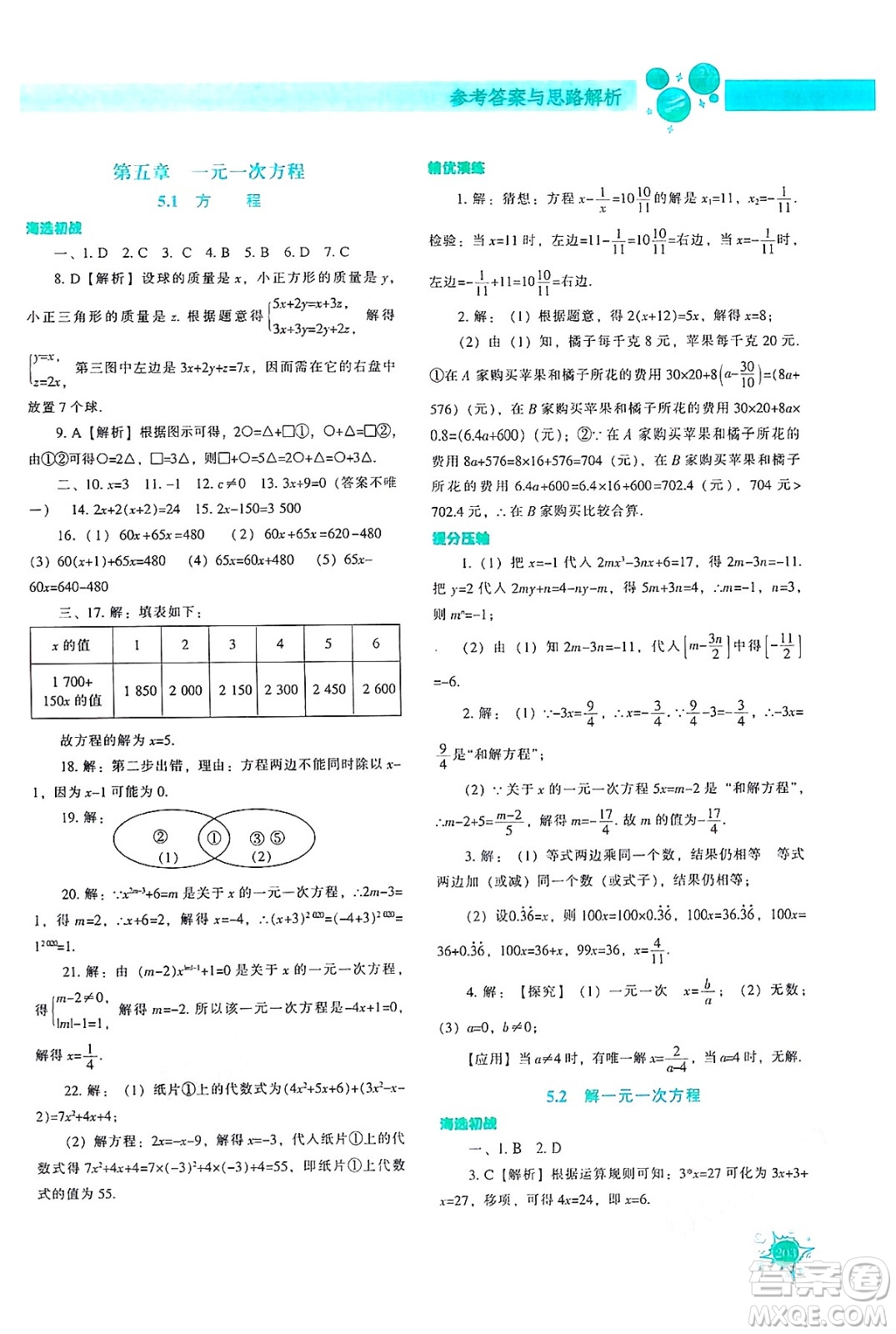 遼寧教育出版社2024年秋尖子生題庫七年級數(shù)學上冊人教版答案