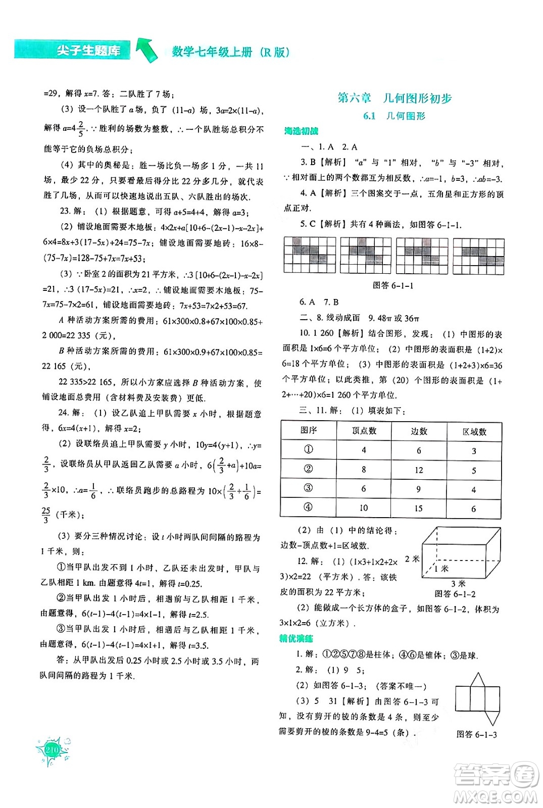 遼寧教育出版社2024年秋尖子生題庫七年級數(shù)學上冊人教版答案