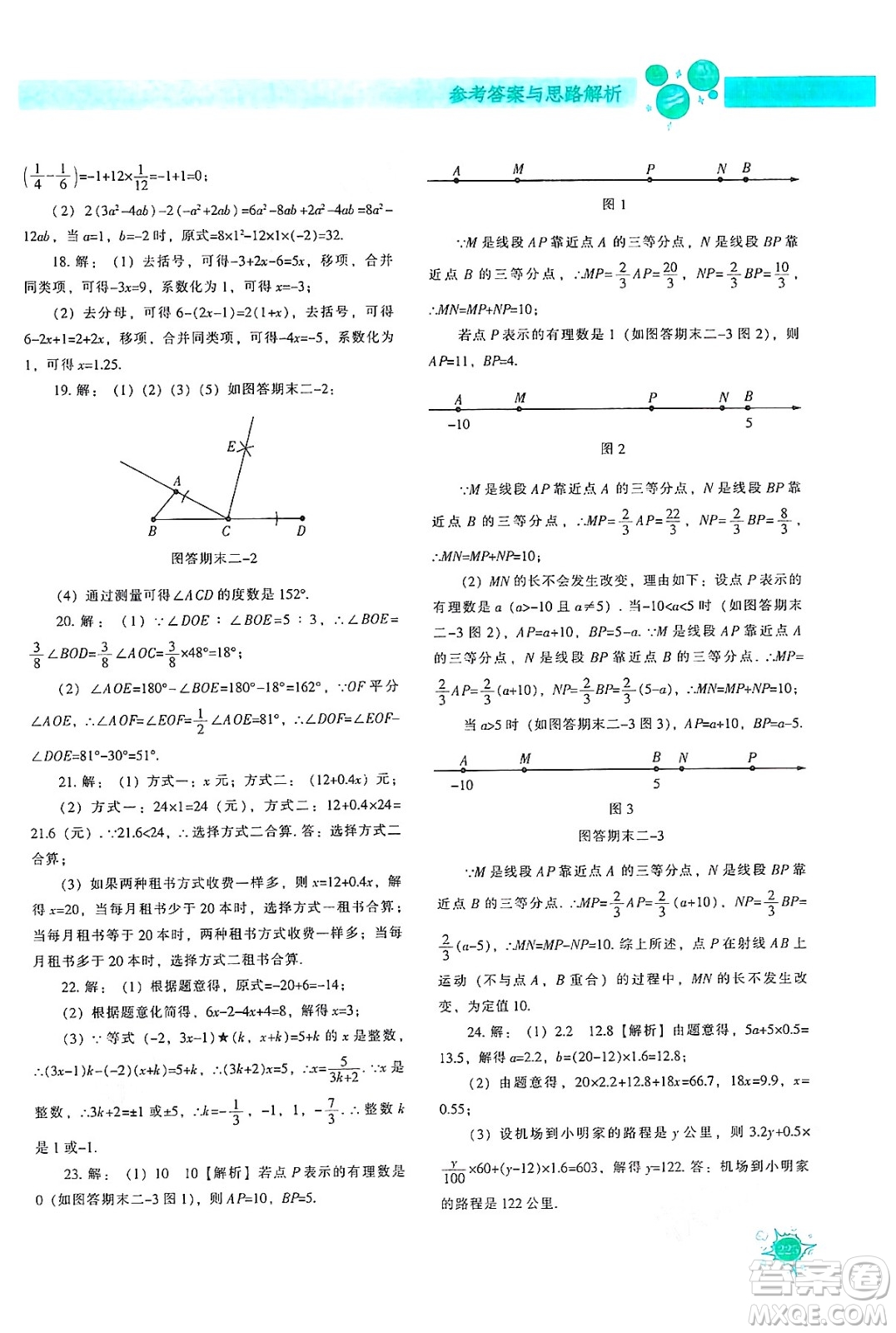 遼寧教育出版社2024年秋尖子生題庫七年級數(shù)學上冊人教版答案