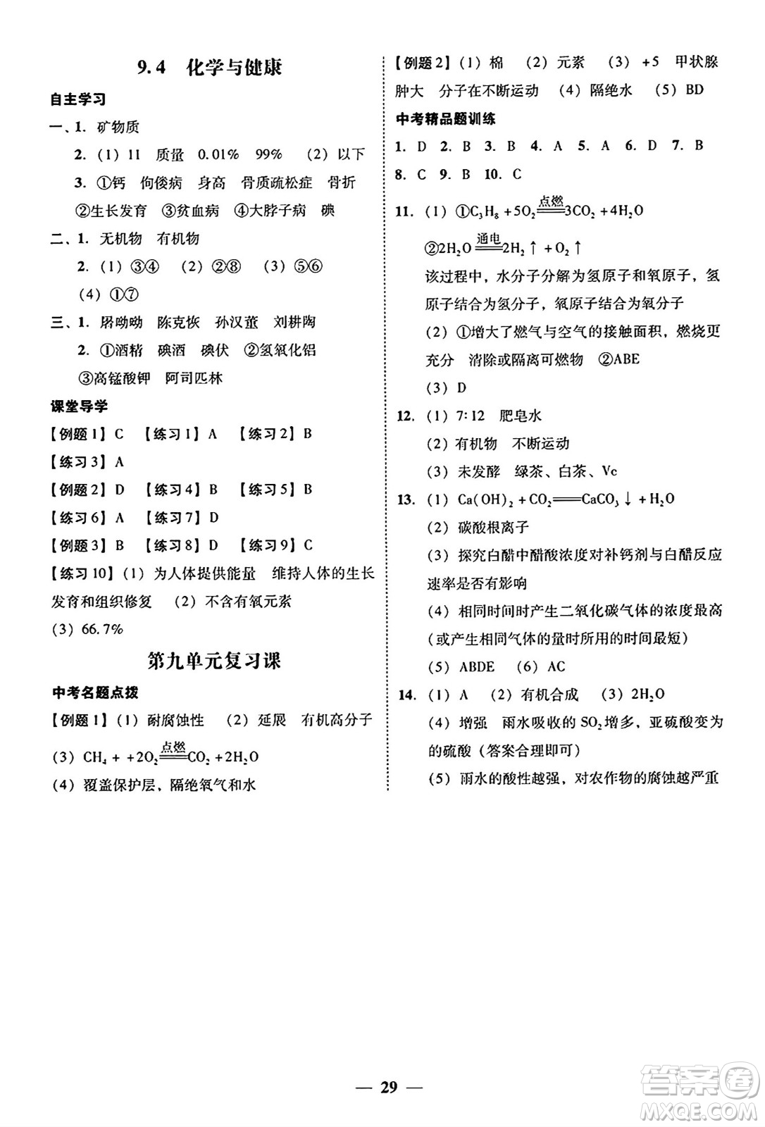 廣東教育出版社2025年秋南粵學(xué)典學(xué)考精練九年級(jí)化學(xué)全一冊(cè)科粵版答案