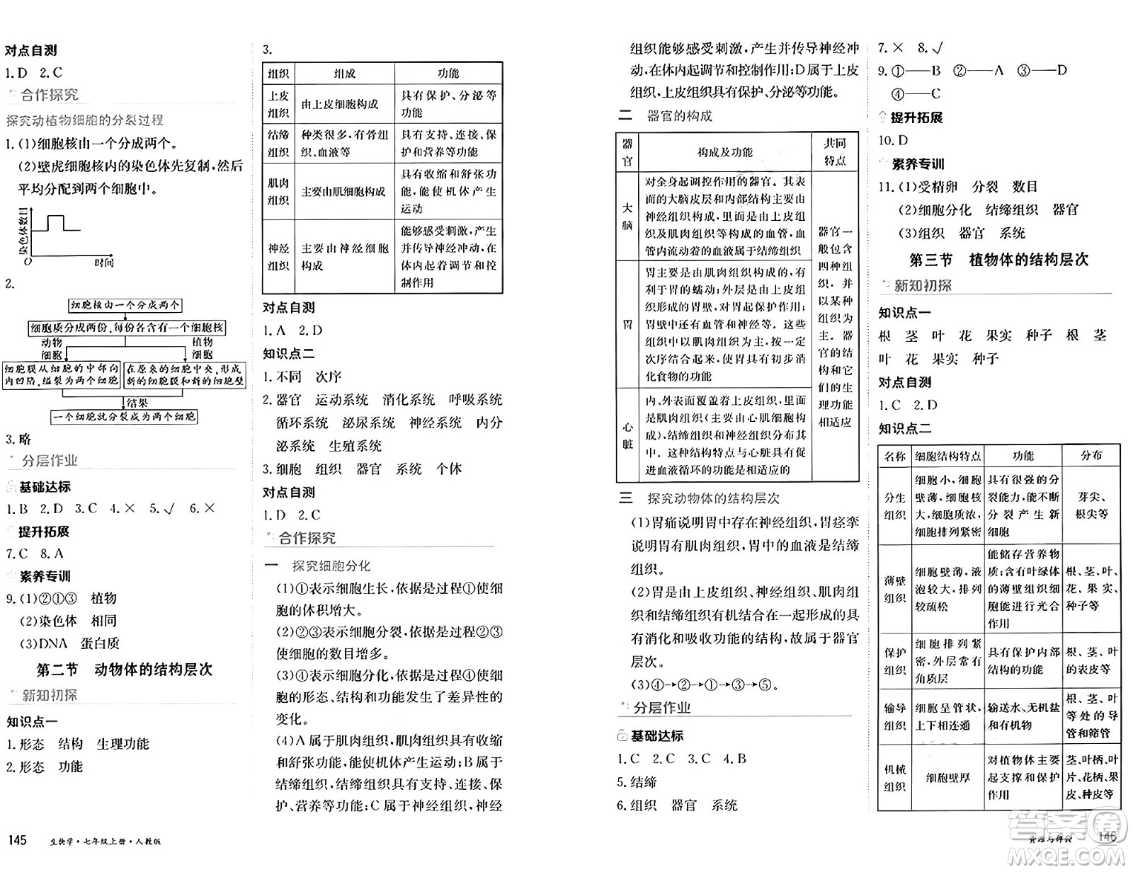 黑龍江教育出版社2024年秋資源與評價七年級生物上冊人教版黑龍江專版答案
