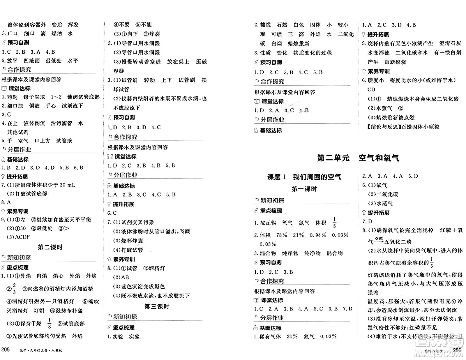 黑龍江教育出版社2024年秋資源與評(píng)價(jià)九年級(jí)化學(xué)上冊(cè)人教版黑龍江專版答案