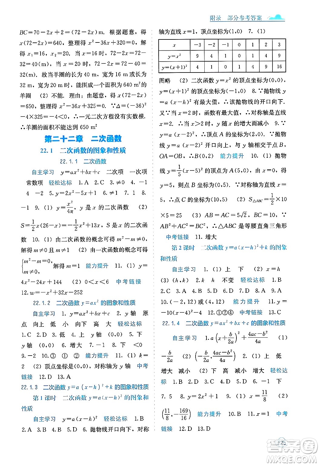 廣西教育出版社2025年秋自主學(xué)習(xí)能力測(cè)評(píng)九年級(jí)數(shù)學(xué)全一冊(cè)人教版答案