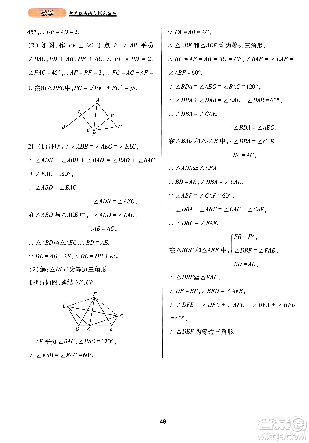 四川教育出版社2024年秋新課程實(shí)踐與探究叢書(shū)八年級(jí)數(shù)學(xué)上冊(cè)華師大版答案