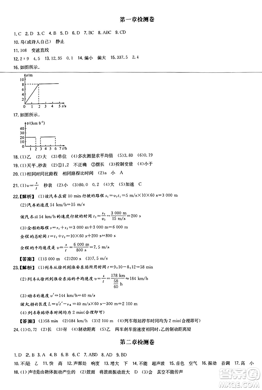 湖南教育出版社2024年秋一本同步訓(xùn)練八年級(jí)物理上冊(cè)人教版遼寧專版答案