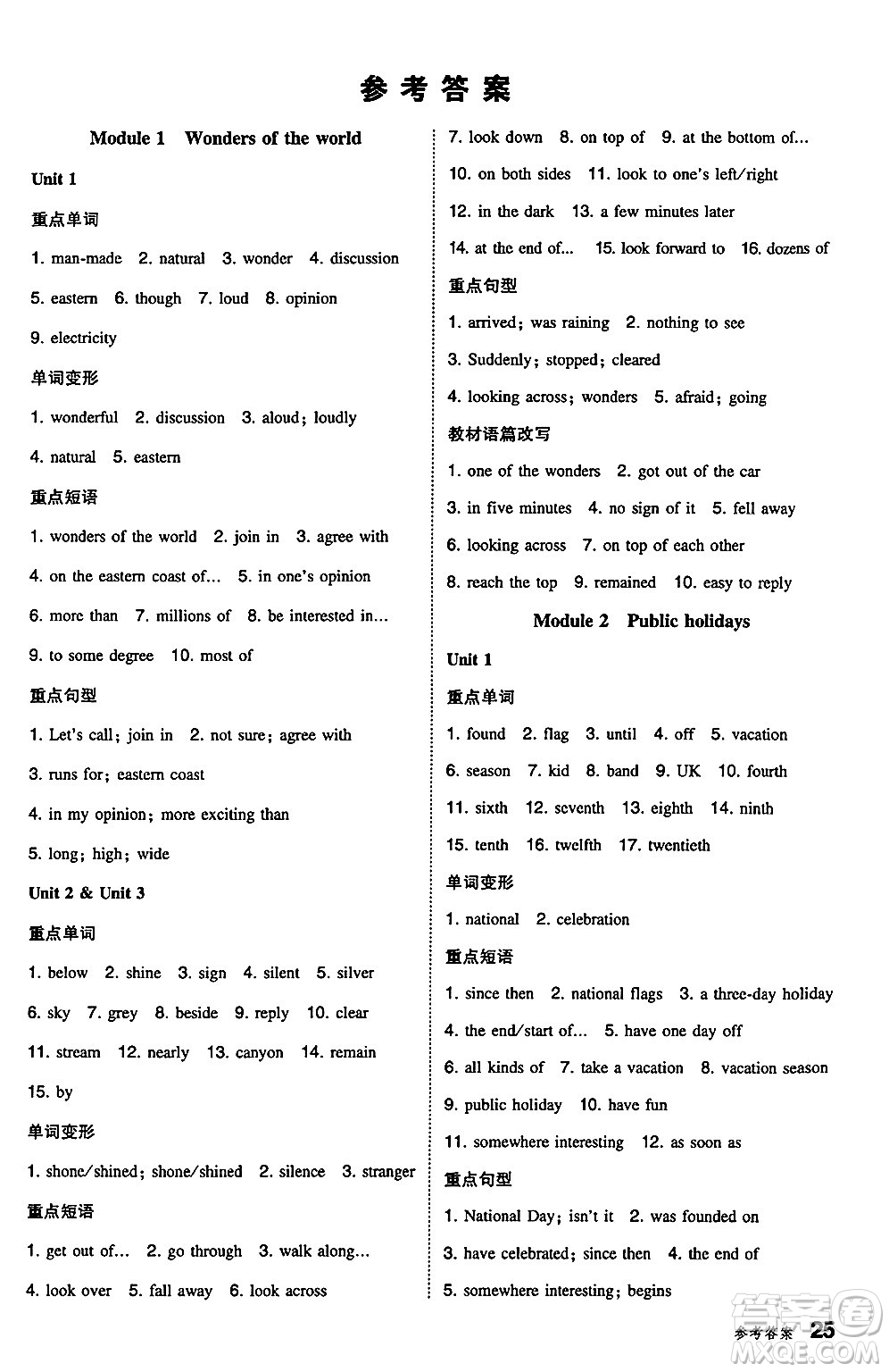 湖南教育出版社2024年秋一本同步訓(xùn)練九年級(jí)英語(yǔ)上冊(cè)外研版答案