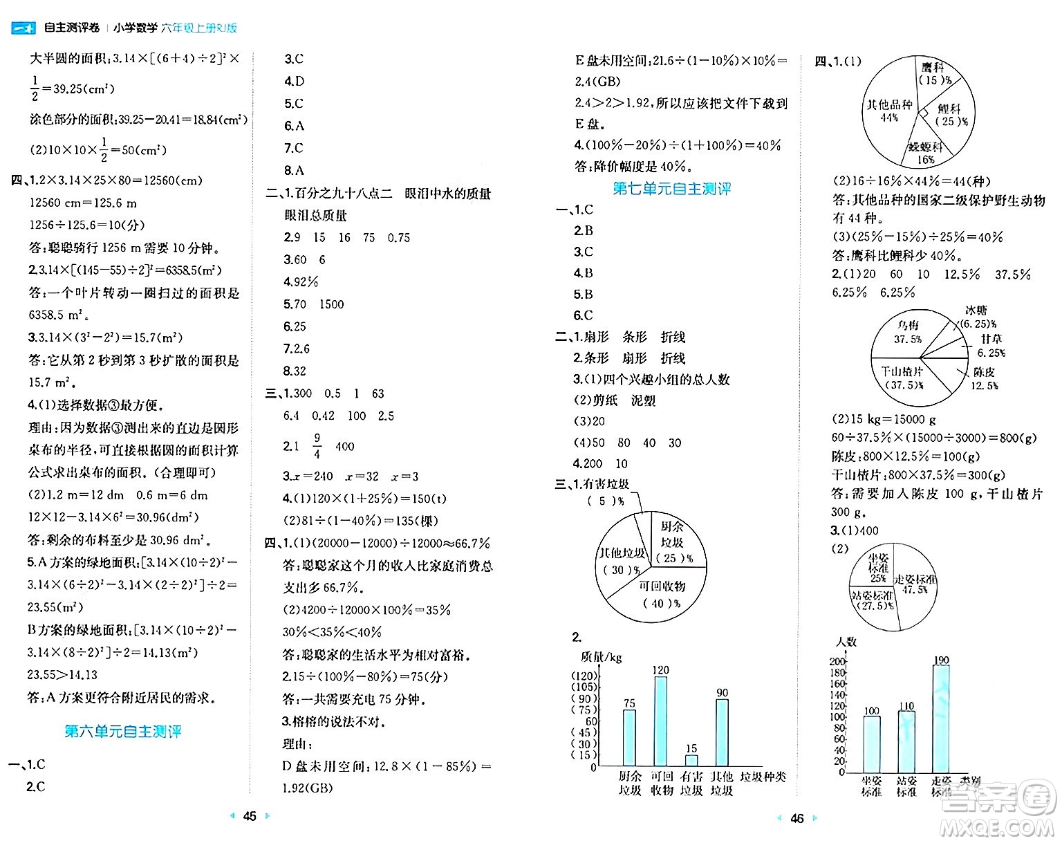 湖南教育出版社2024年秋一本同步訓(xùn)練六年級(jí)數(shù)學(xué)上冊(cè)人教版答案