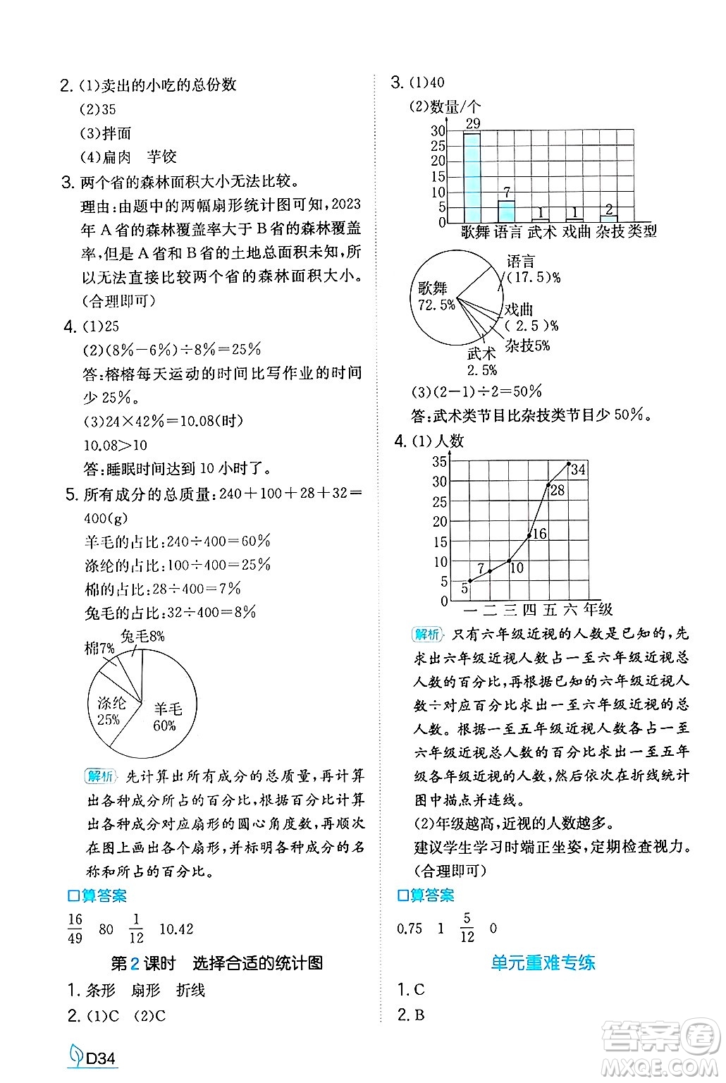 湖南教育出版社2024年秋一本同步訓(xùn)練六年級(jí)數(shù)學(xué)上冊(cè)人教版答案