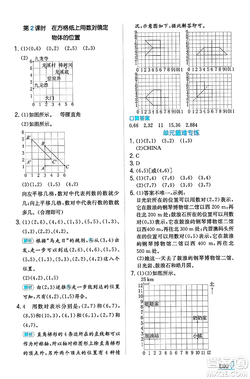 湖南教育出版社2024年秋一本同步訓練五年級數(shù)學上冊人教版福建專版答案