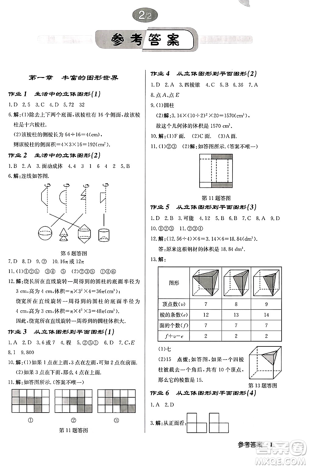 龍門書局2024秋啟東中學(xué)作業(yè)本七年級(jí)數(shù)學(xué)上冊(cè)北師大版答案