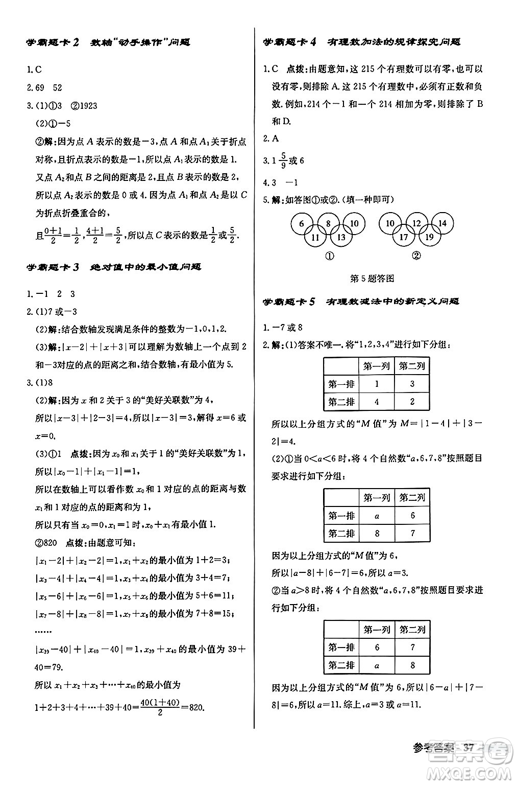 龍門書(shū)局2024秋啟東中學(xué)作業(yè)本七年級(jí)數(shù)學(xué)上冊(cè)華師版吉林專版答案