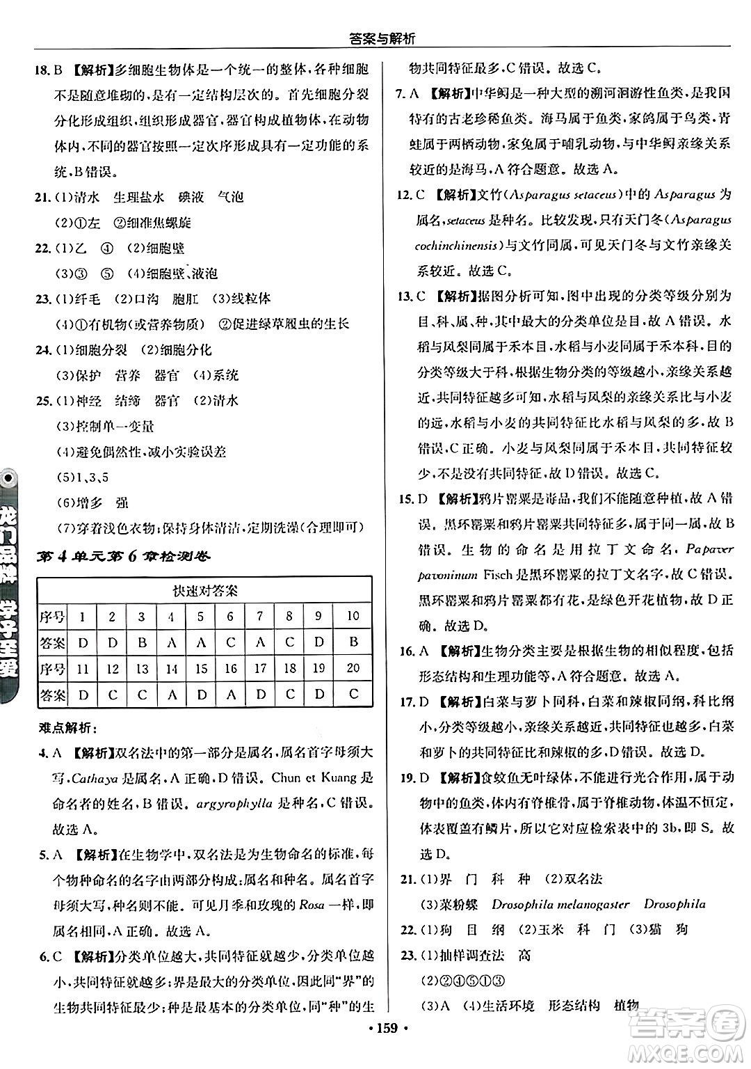 龍門(mén)書(shū)局2024秋啟東中學(xué)作業(yè)本七年級(jí)生物上冊(cè)蘇科版答案