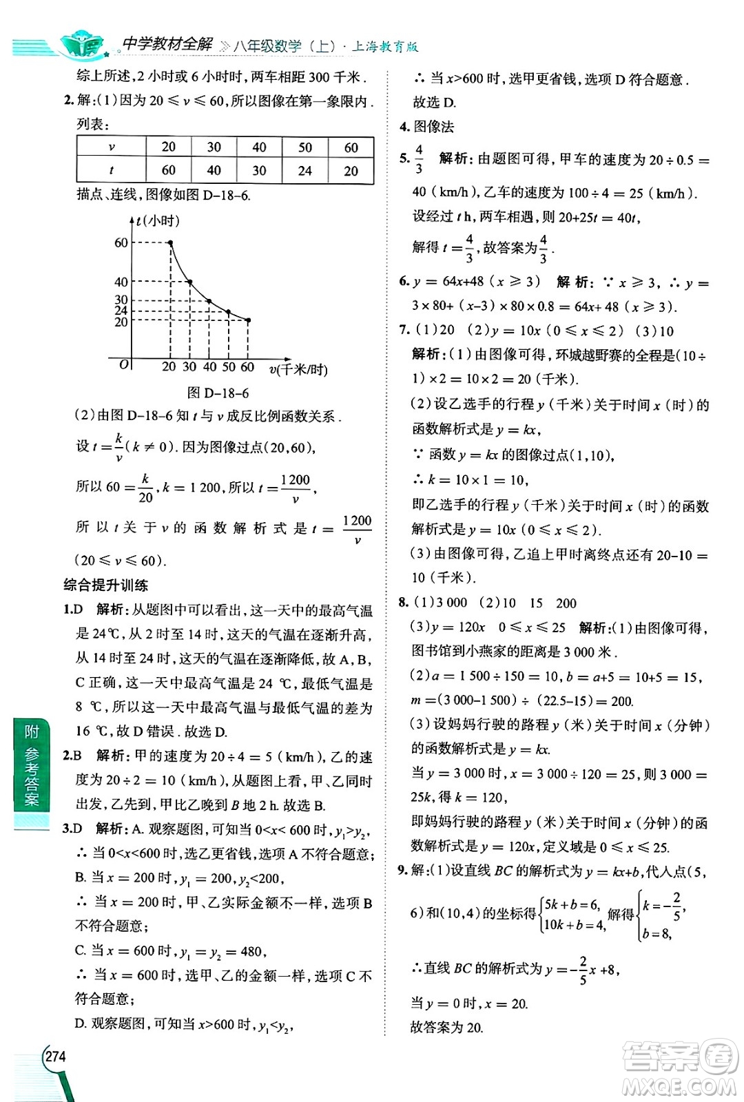 陜西人民教育出版社2024年秋中學(xué)教材全解八年級(jí)數(shù)學(xué)上冊(cè)滬教版上海專版五四制答案