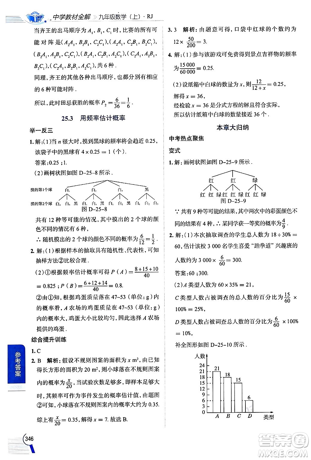 陜西人民教育出版社2024年秋中學(xué)教材全解九年級數(shù)學(xué)上冊人教版答案