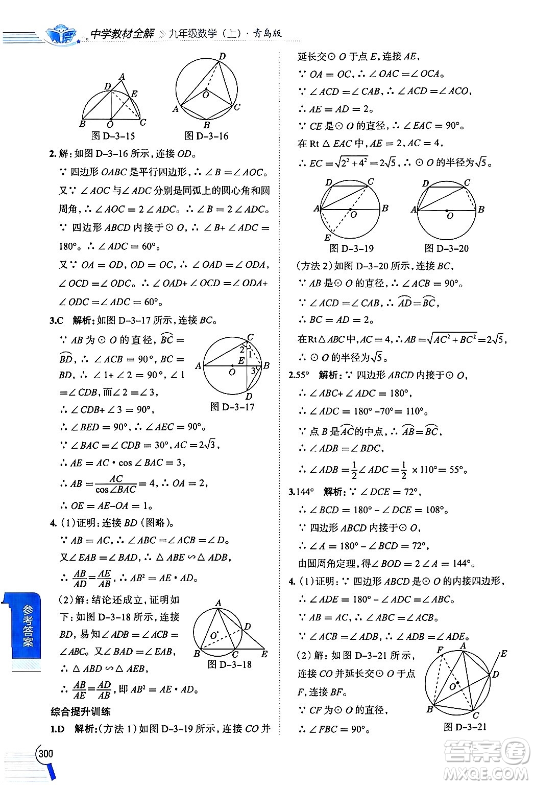 陜西人民教育出版社2024年秋中學(xué)教材全解九年級數(shù)學(xué)上冊青島版答案