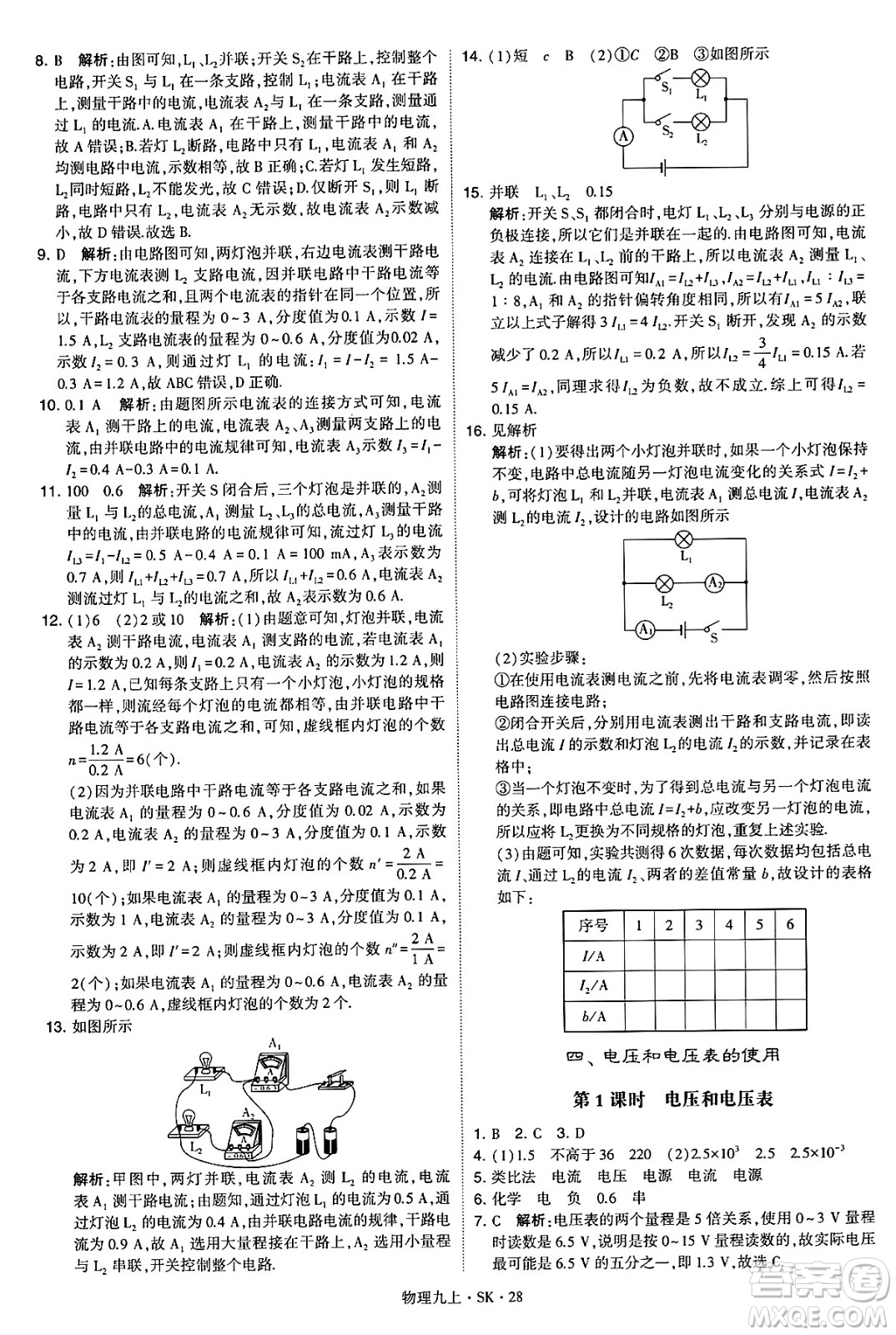 河海大學(xué)出版社2024年秋學(xué)霸題中題九年級(jí)物理上冊(cè)蘇科版答案