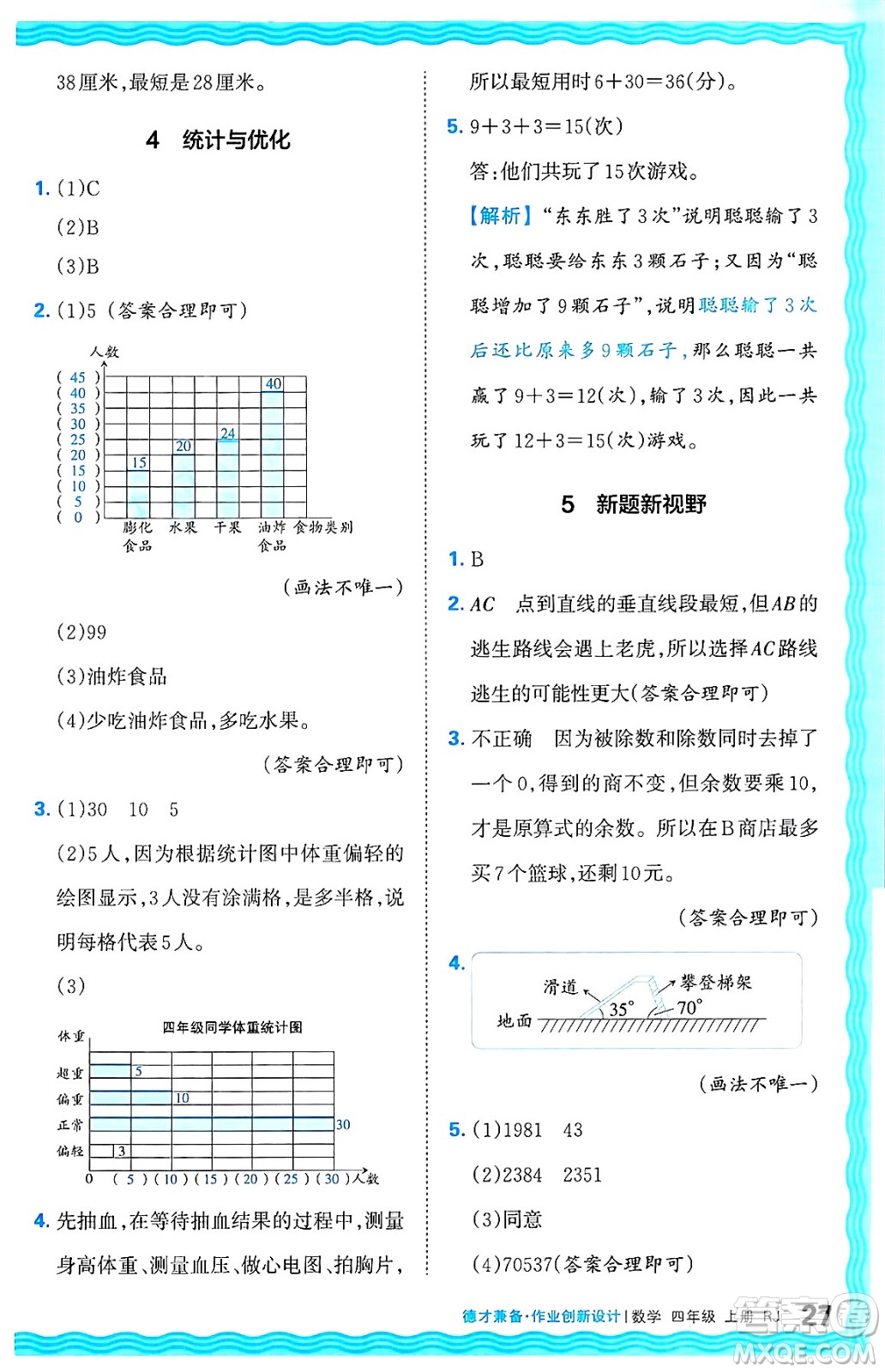 江西人民出版社2024年秋王朝霞德才兼?zhèn)渥鳂I(yè)創(chuàng)新設(shè)計四年級數(shù)學(xué)上冊人教版答案