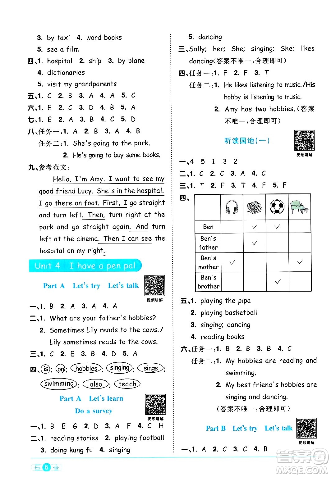 江西教育出版社2024年秋陽光同學(xué)課時優(yōu)化作業(yè)六年級英語上冊人教PEP版答案