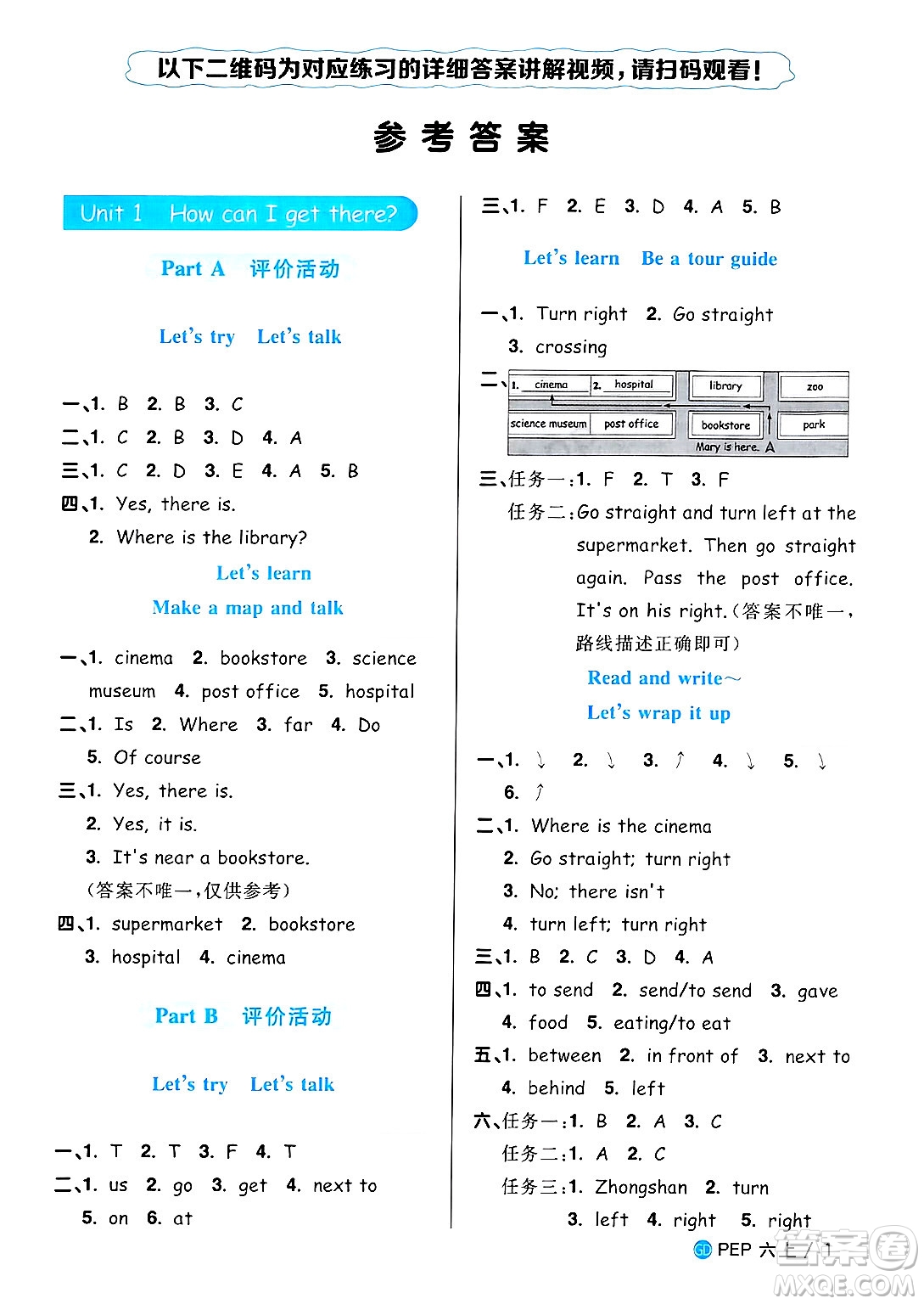 廣東人民出版社2024年秋陽(yáng)光同學(xué)課時(shí)優(yōu)化作業(yè)六年級(jí)英語(yǔ)上冊(cè)人教PEP版廣東專版答案