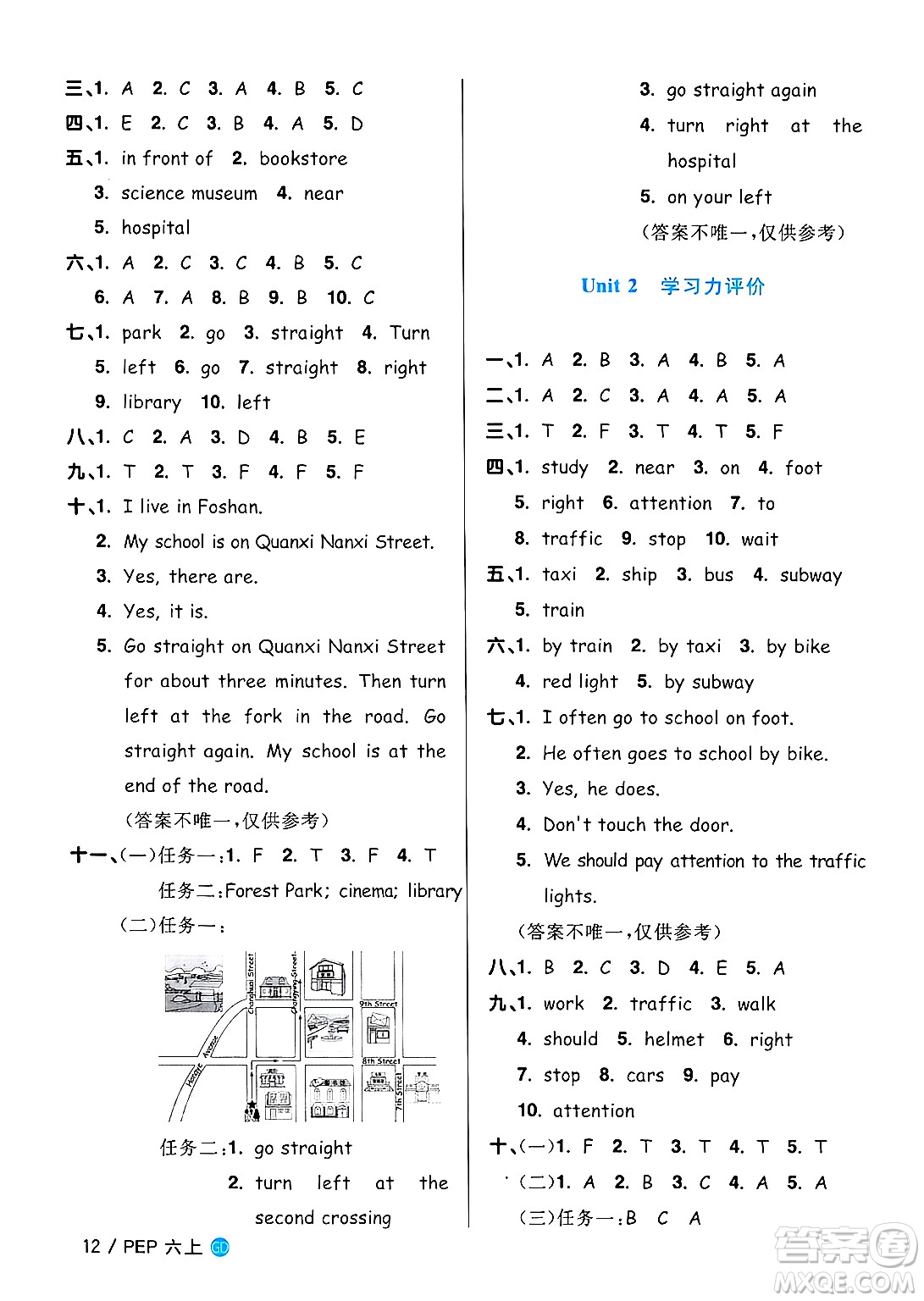 廣東人民出版社2024年秋陽(yáng)光同學(xué)課時(shí)優(yōu)化作業(yè)六年級(jí)英語(yǔ)上冊(cè)人教PEP版廣東專版答案