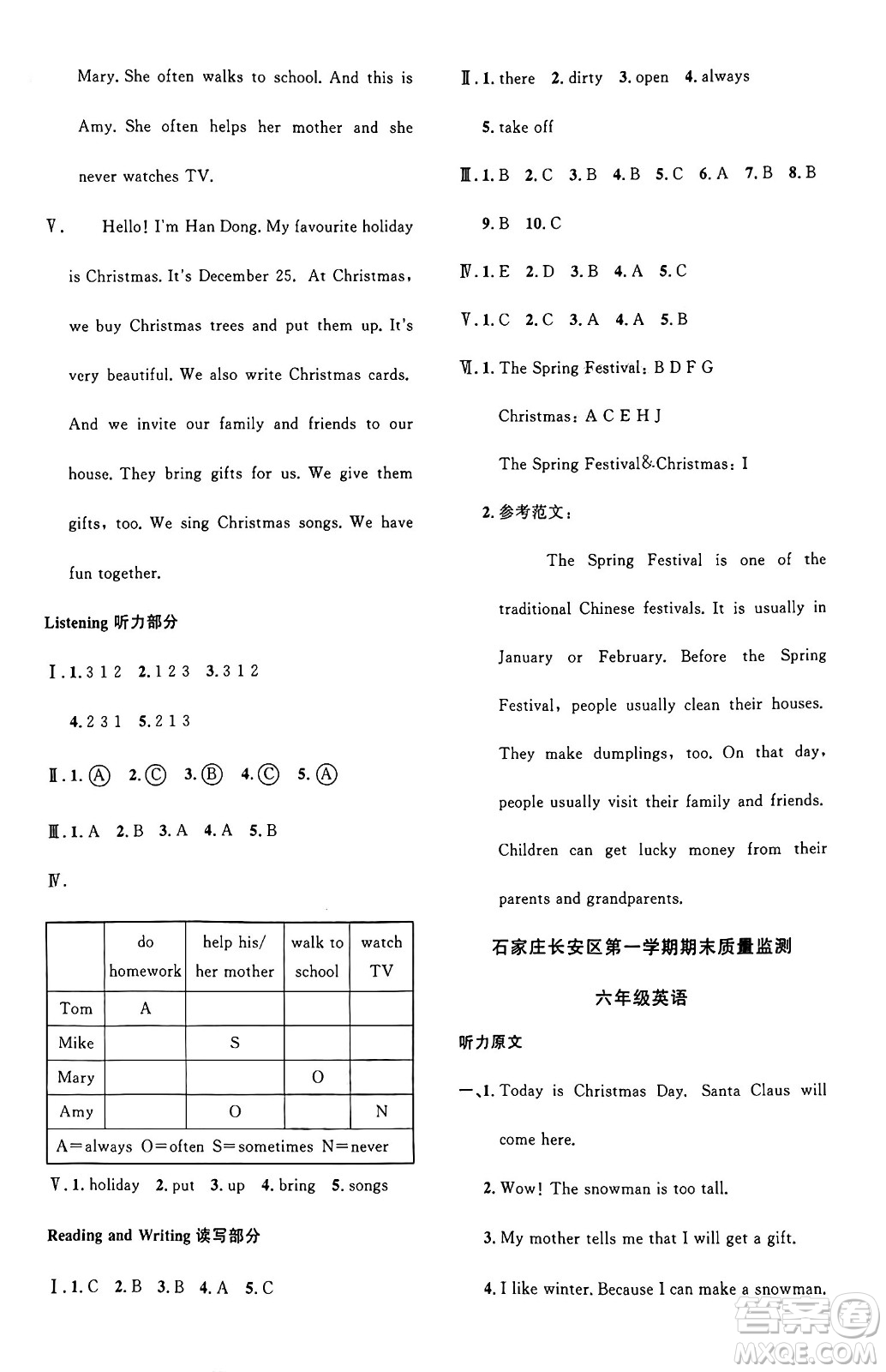 江西教育出版社2024年秋陽(yáng)光同學(xué)課時(shí)優(yōu)化作業(yè)六年級(jí)英語(yǔ)上冊(cè)冀教版河北專版答案