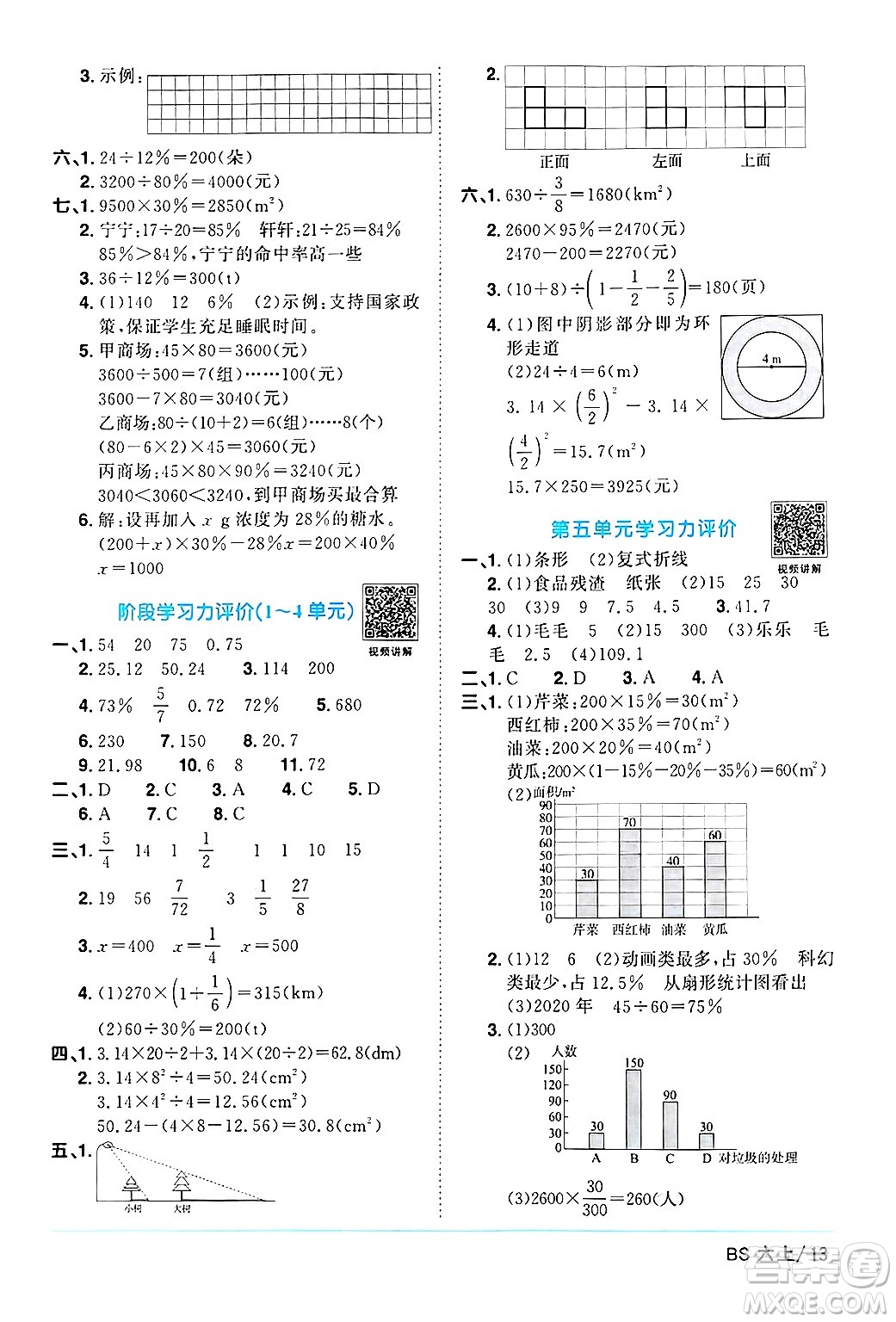 江西教育出版社2024年秋陽光同學課時優(yōu)化作業(yè)六年級數(shù)學上冊北師大版答案