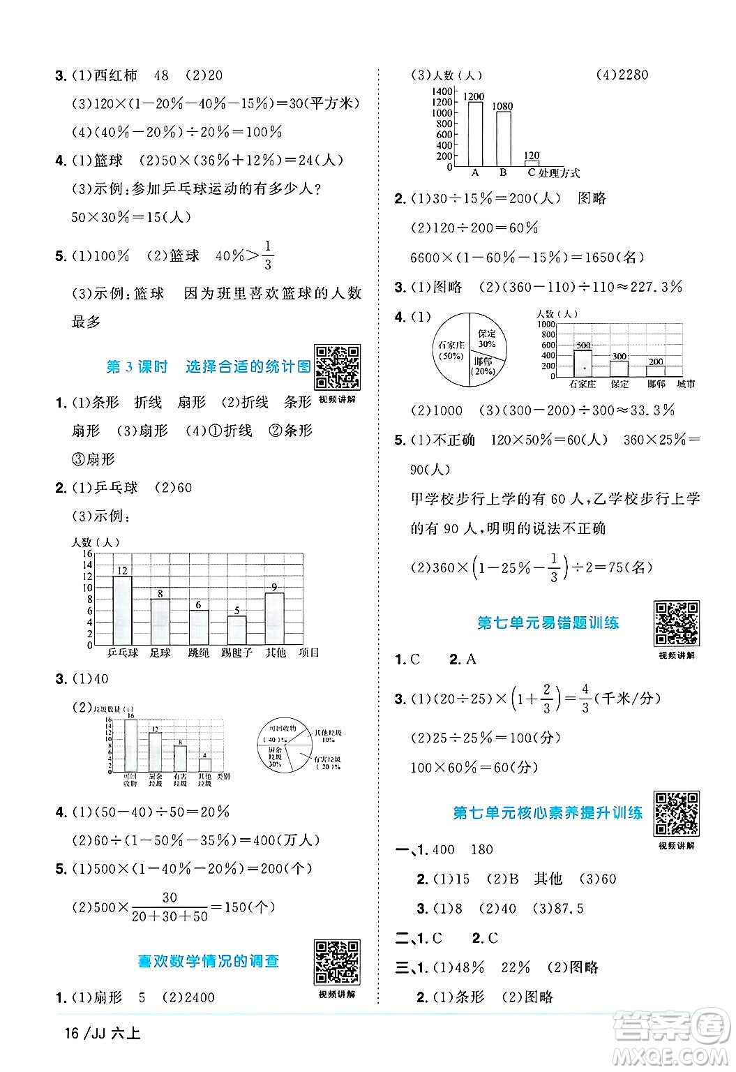 江西教育出版社2024年秋陽(yáng)光同學(xué)課時(shí)優(yōu)化作業(yè)六年級(jí)數(shù)學(xué)上冊(cè)冀教版答案