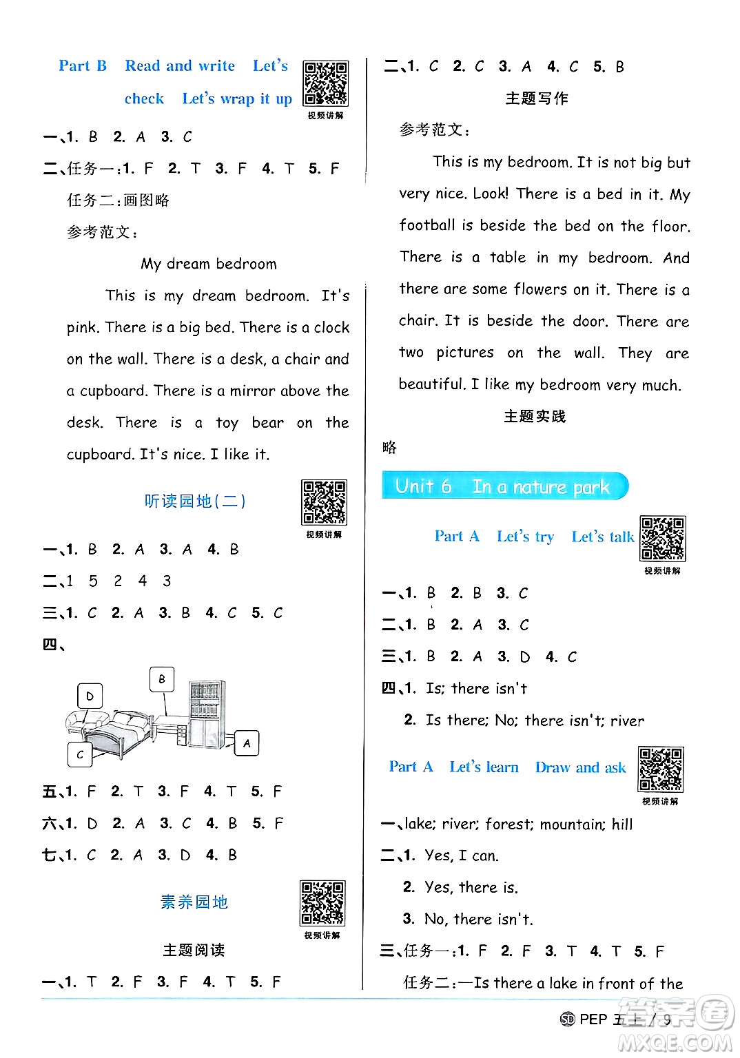 甘肅少年兒童出版社2024年秋陽(yáng)光同學(xué)課時(shí)優(yōu)化作業(yè)五年級(jí)英語(yǔ)上冊(cè)人教PEP版山東專版答案